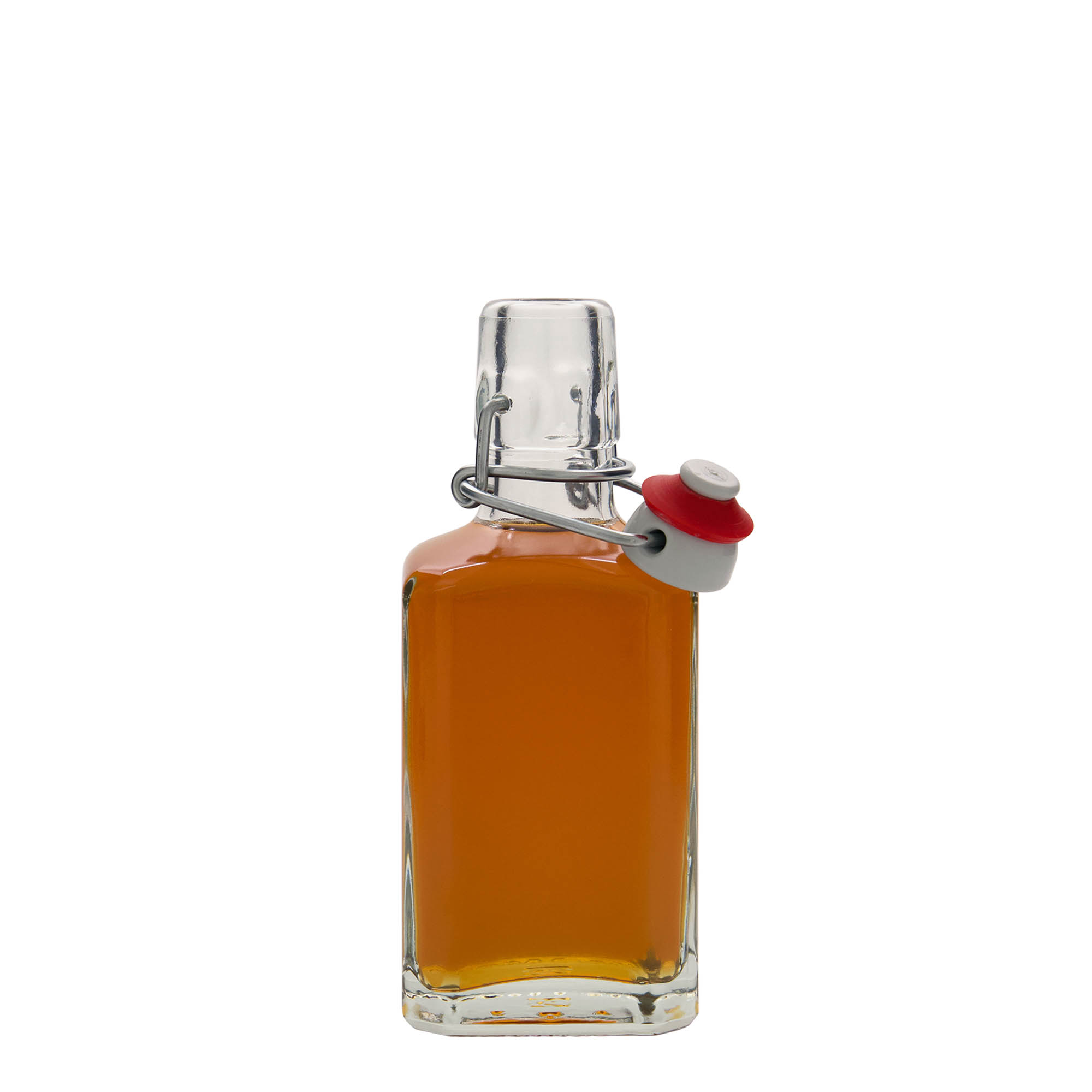 Sticlă de sticlă de 250 ml „Rialto”, pătrată, gura: închidere cu clemă Sticlă de sticlă de 250 ml „Rialto”, pătrată, gura: închidere cu clemă