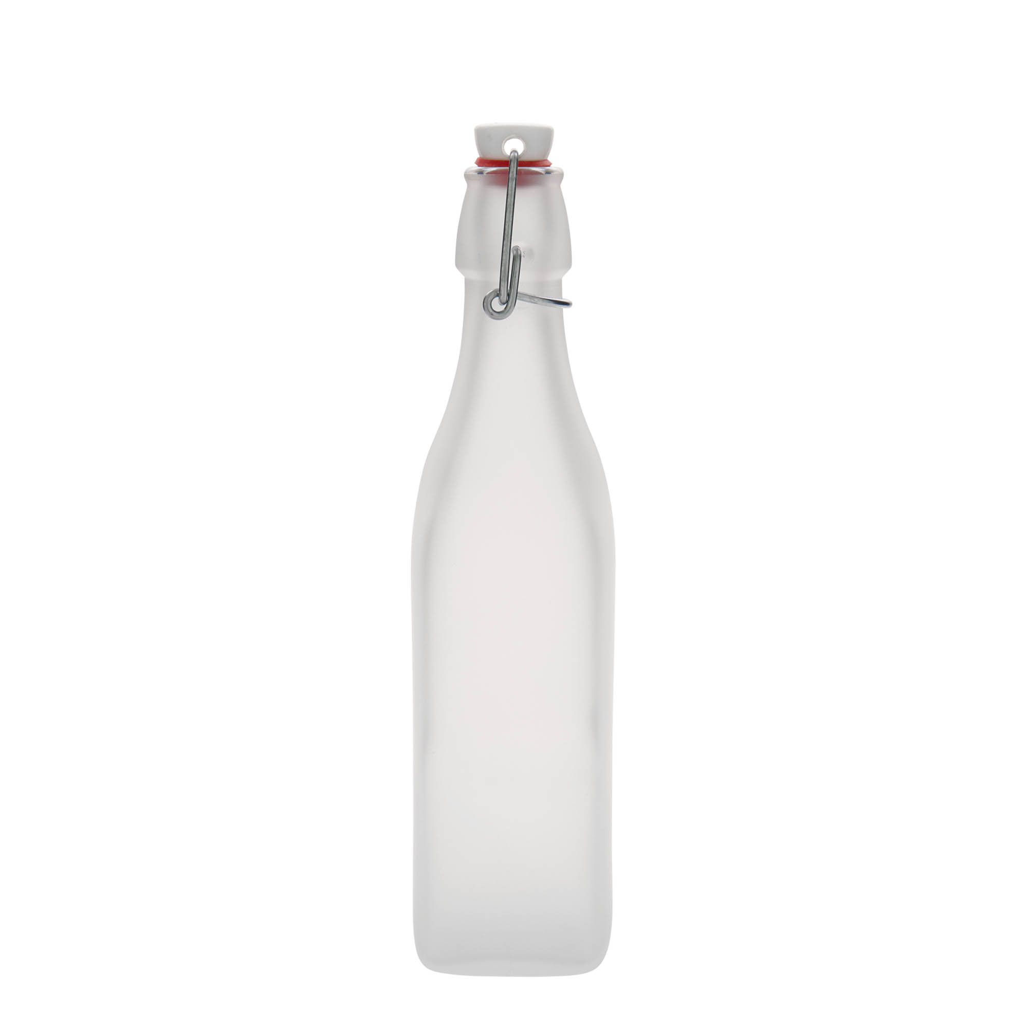 Sticlă de sticlă de 500 ml 'Swing, pătrată, albă, deschidere: închidere cu clemă Sticlă de sticlă de 500 ml 'Swing, pătrată, albă, deschidere: închidere cu clemă