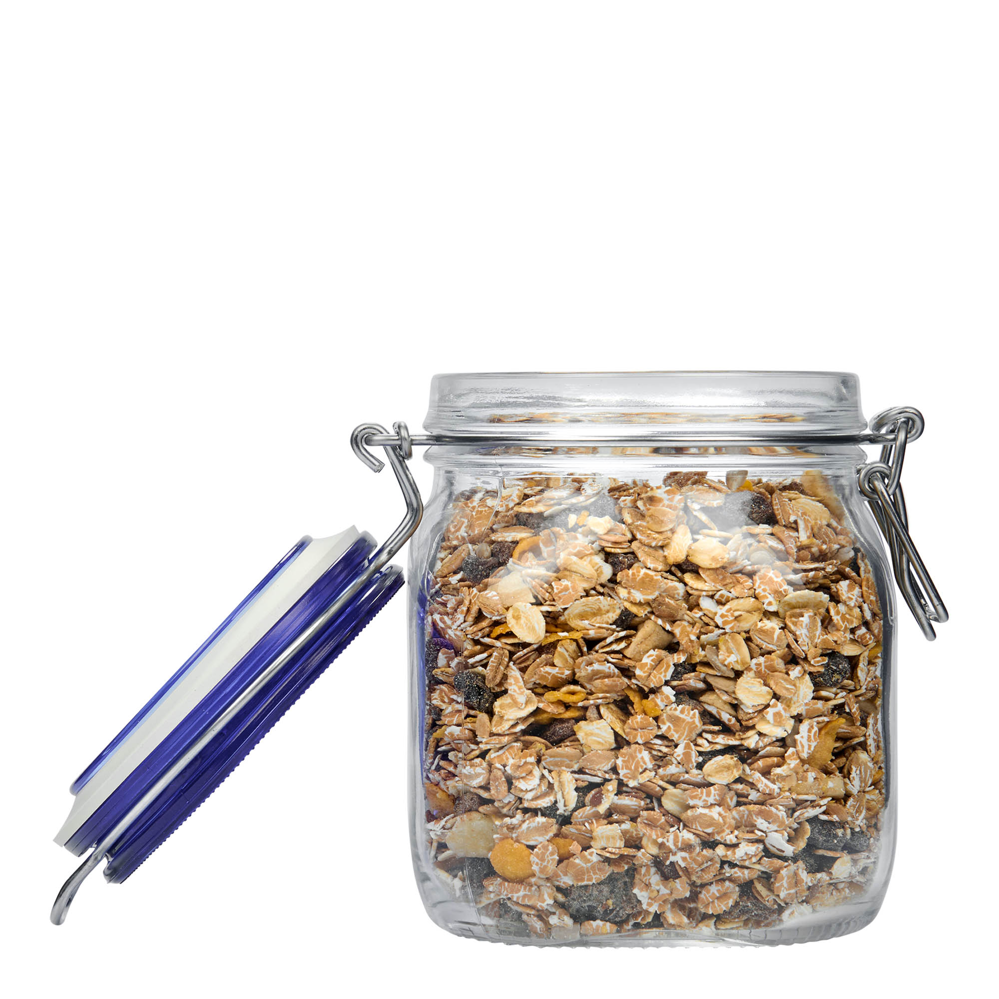 750 ml borcan cu clemă metalică „Fido” capac albastru, pătrat, gura: închidere cu clemă metalică 750 ml borcan cu clemă metalică „Fido” capac albastru, pătrat, gura: închidere cu clemă metalică