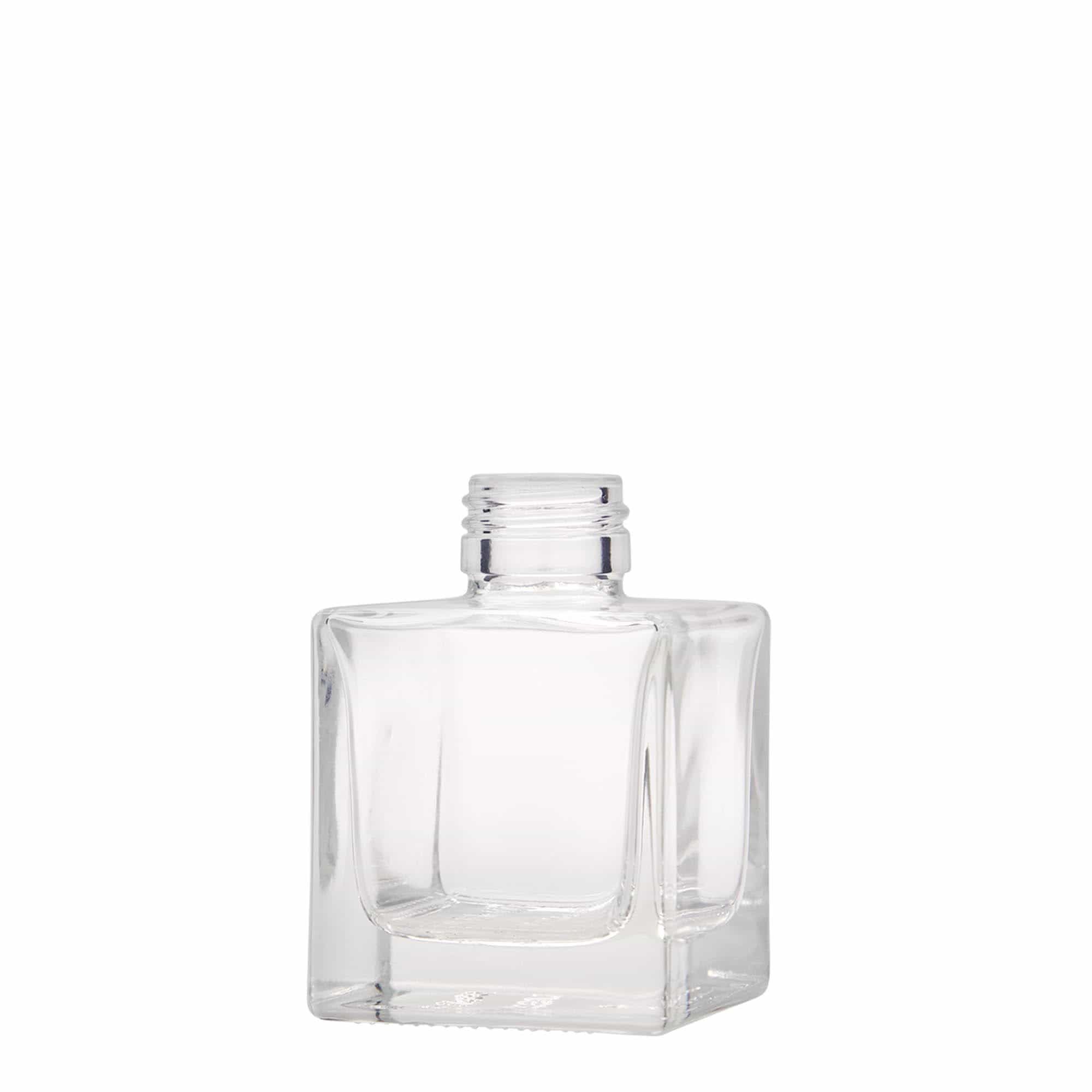 Sticlă de 100 ml „Cube”, pătrată, gura: PP 28 Sticlă de 100 ml „Cube”, pătrată, gura: PP 28