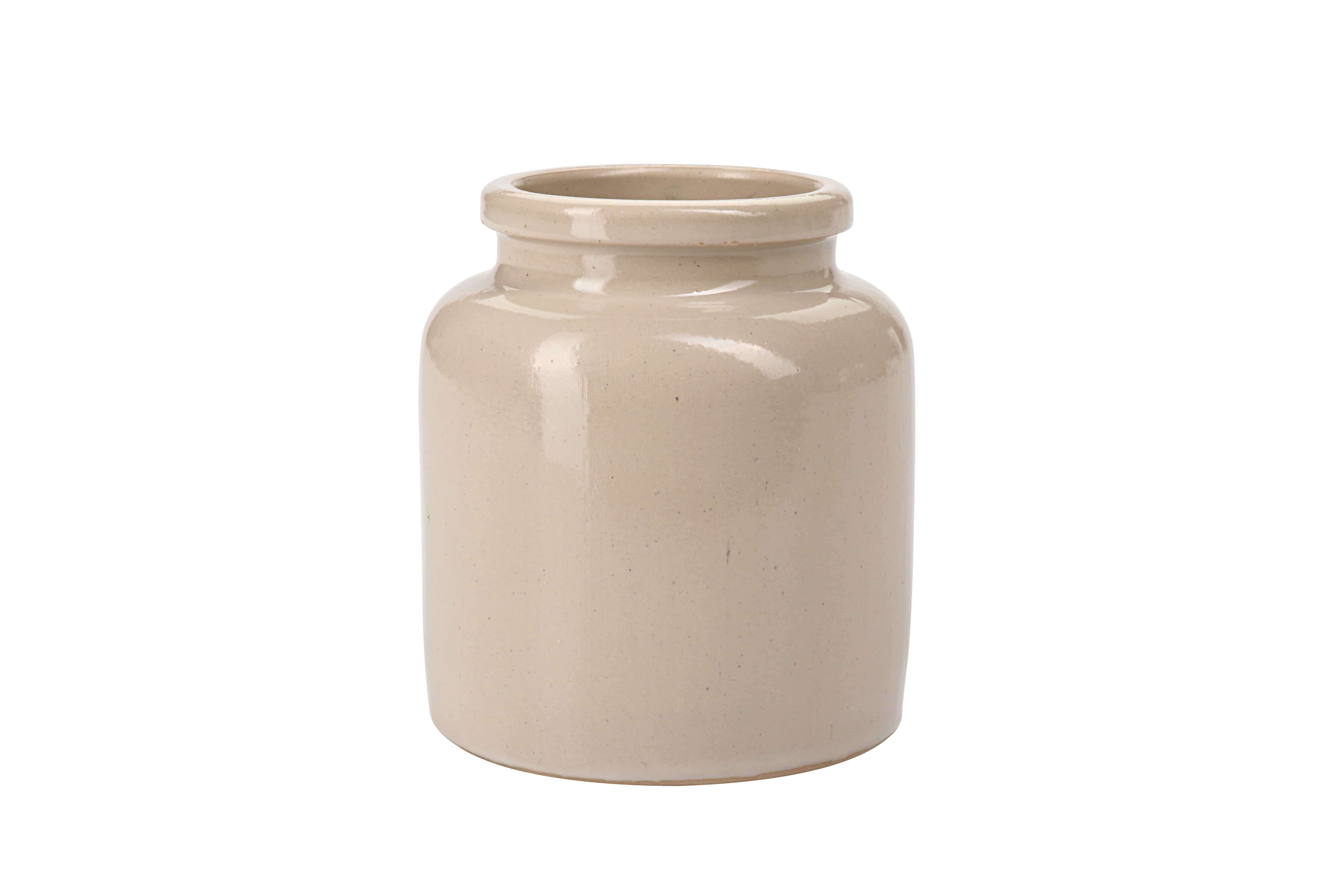 270 ml vas din ceramică de gresie, bej, gura: capac cu margine peste vas