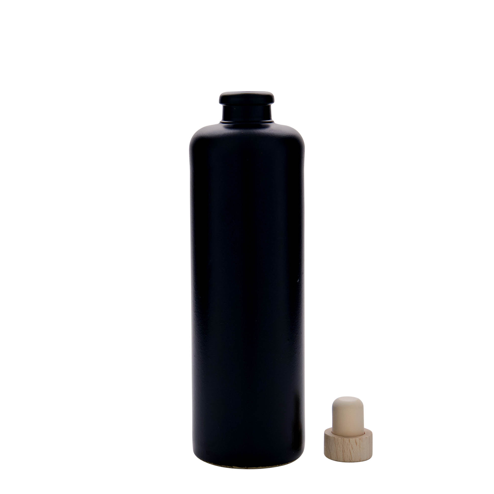 500 ml ulcior pentru lut, ceramică, negru, gură: plută
