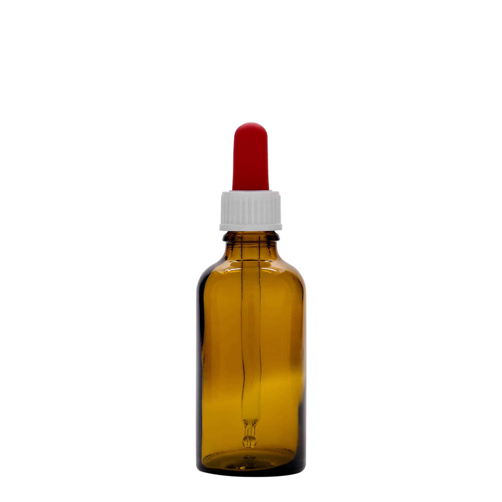 Flacon cu pipetă 50 ml, medical, sticlă, maro-roșu, gura: DIN 18