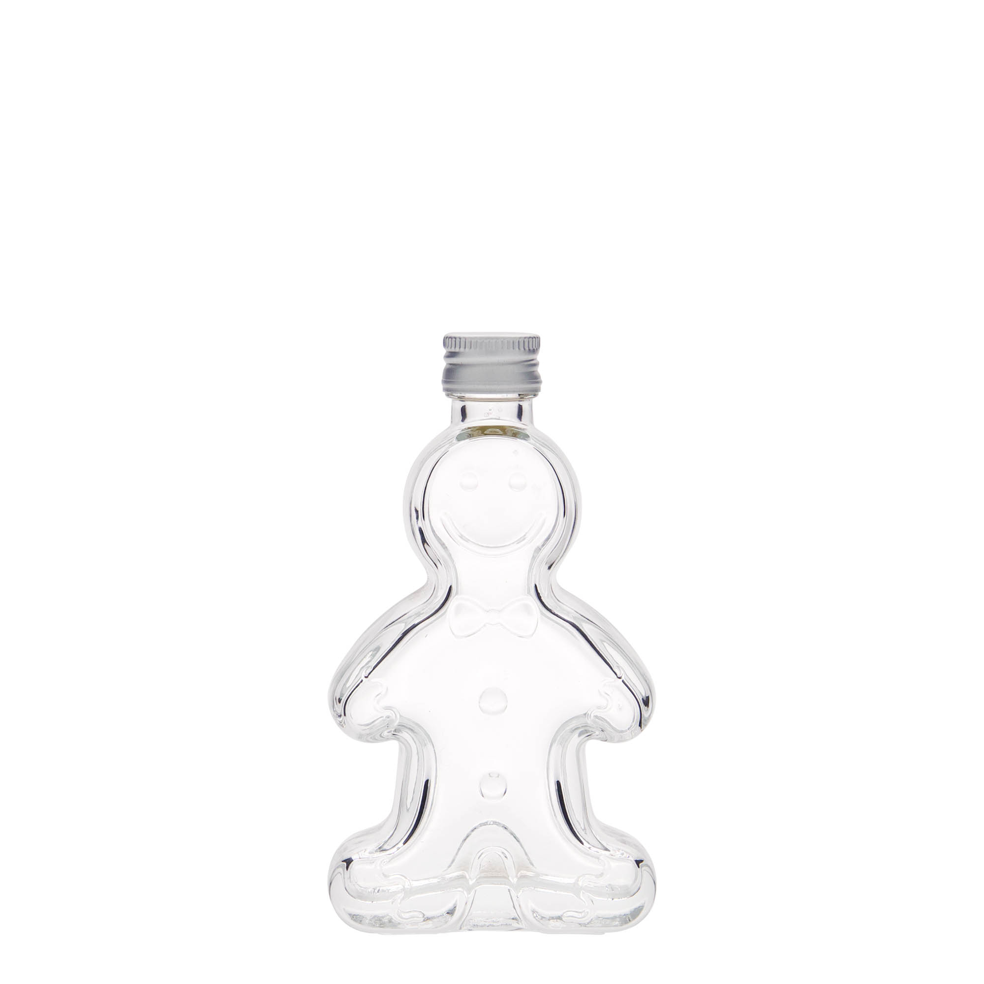 Sticlă de sticlă de 50 ml „Omuleț de turtă dulce”, gura: PP 18 Sticlă de sticlă de 50 ml „Omuleț de turtă dulce”, gura: PP 18