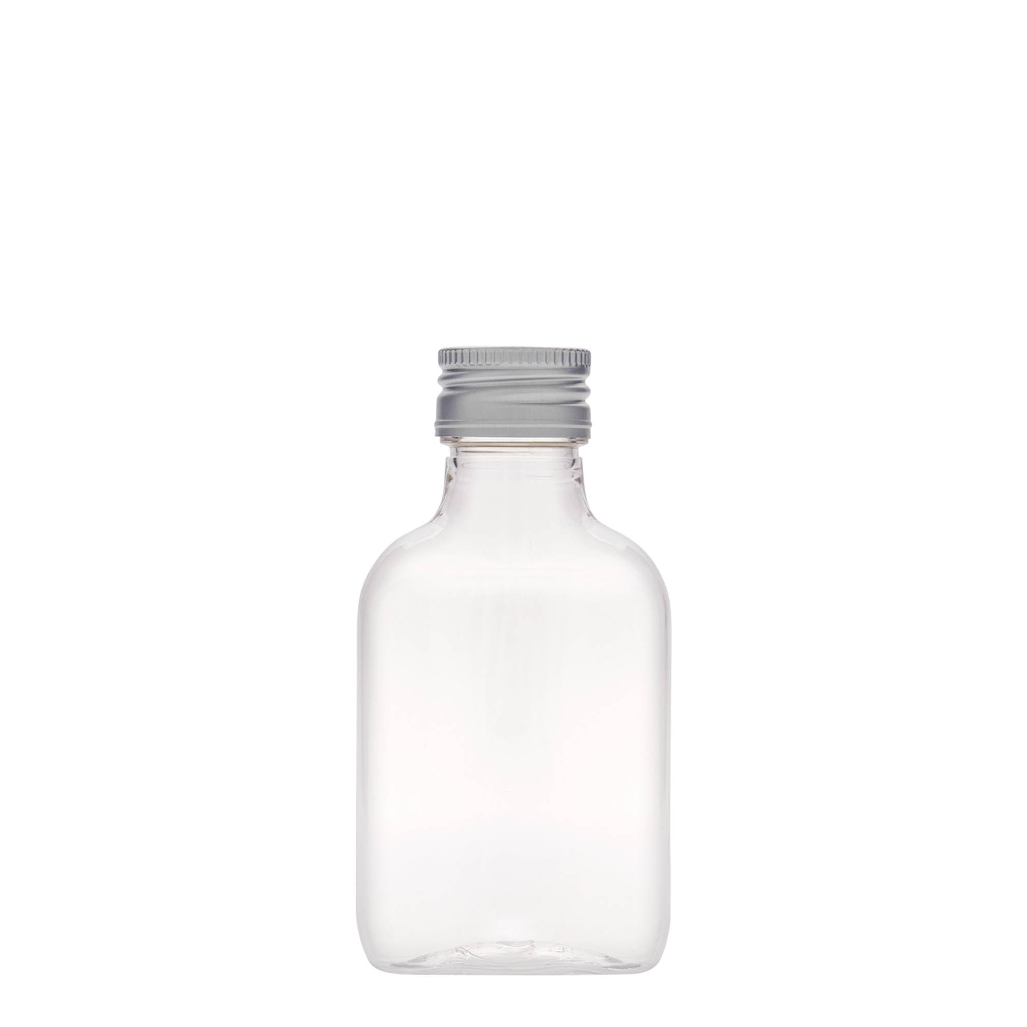 Sticluță de buzunar 100 ml, ovală, plastic PET, gura: PP 28 Sticluță de buzunar 100 ml, ovală, plastic PET, gura: PP 28