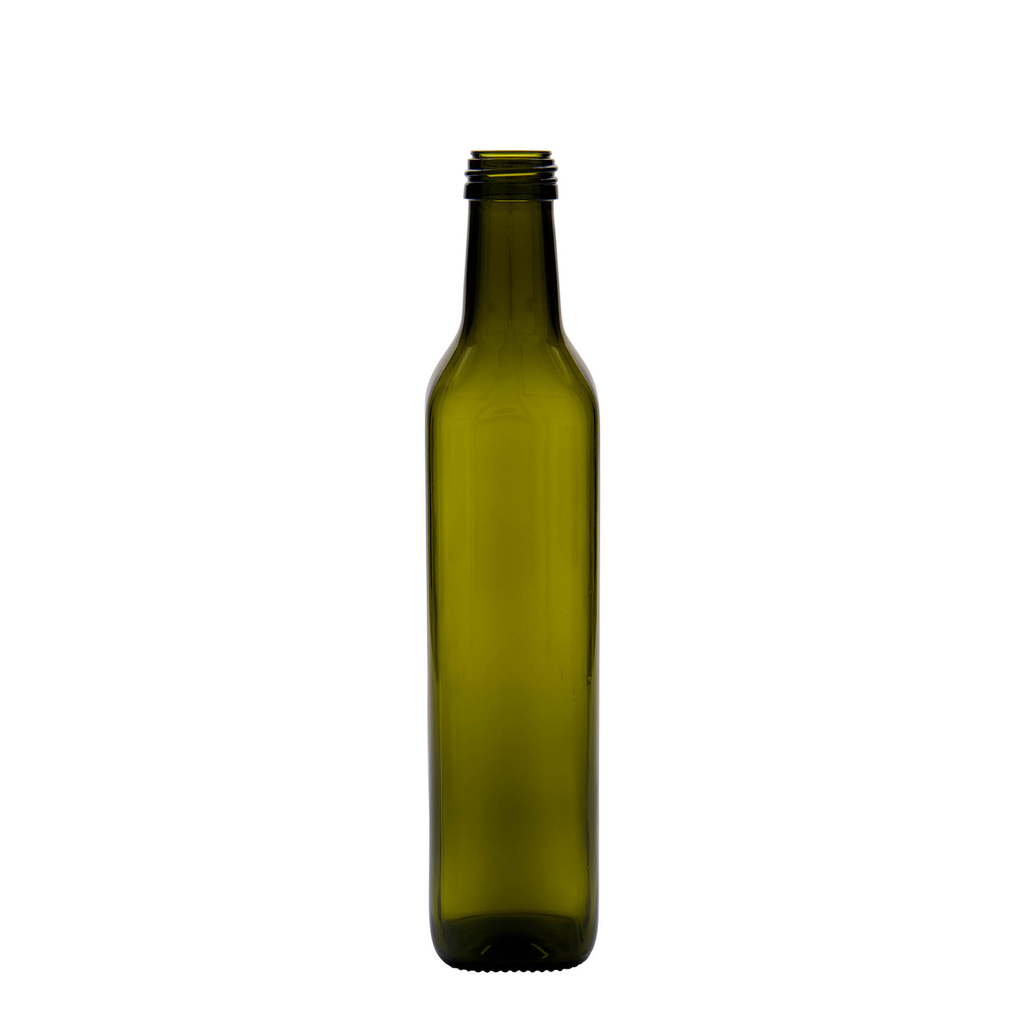Sticlă de sticlă de 500 ml „Marasca”, pătrată, verde antic, gura: PP 31,5 Sticlă de sticlă de 500 ml „Marasca”, pătrată, verde antic, gura: PP 31,5