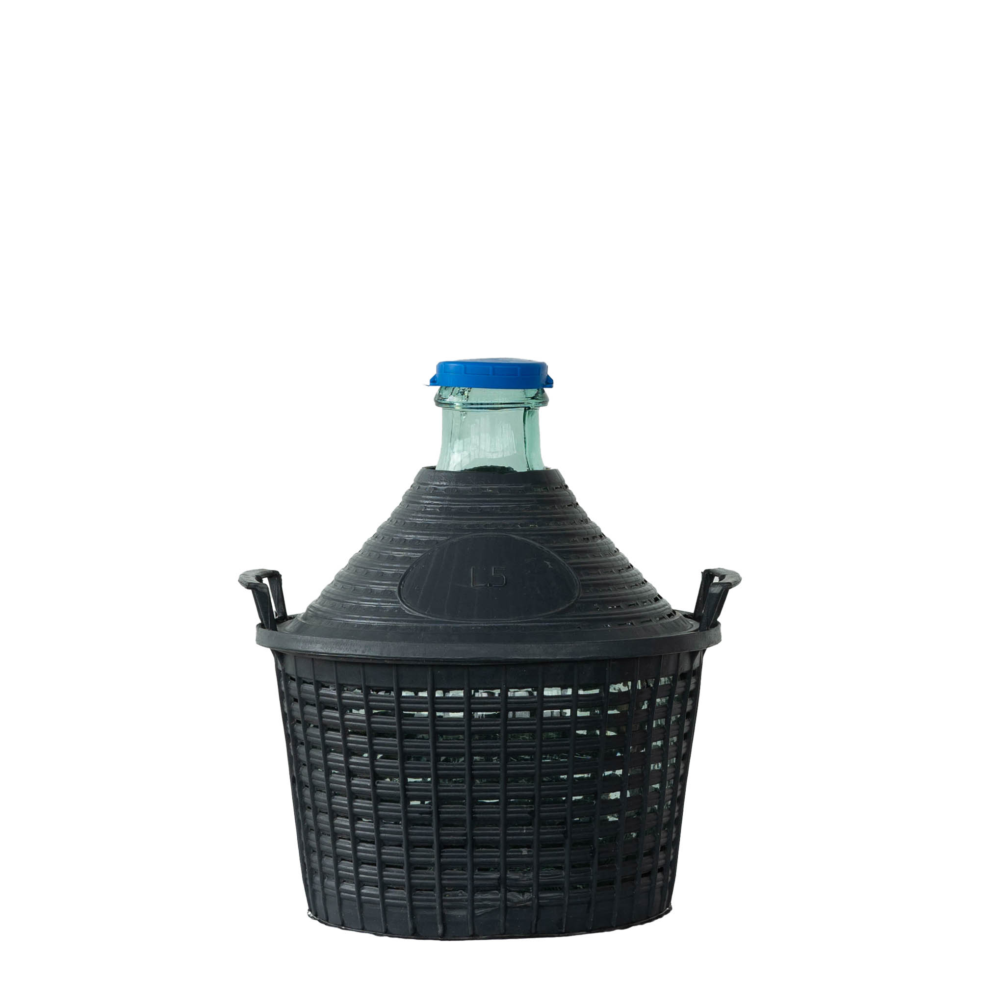 Butelie balon 5 l, gât îngust, sticlă, deschidere: capac cu margine peste buza sticlei Butelie balon 5 l, gât îngust, sticlă, deschidere: capac cu margine peste buza sticlei