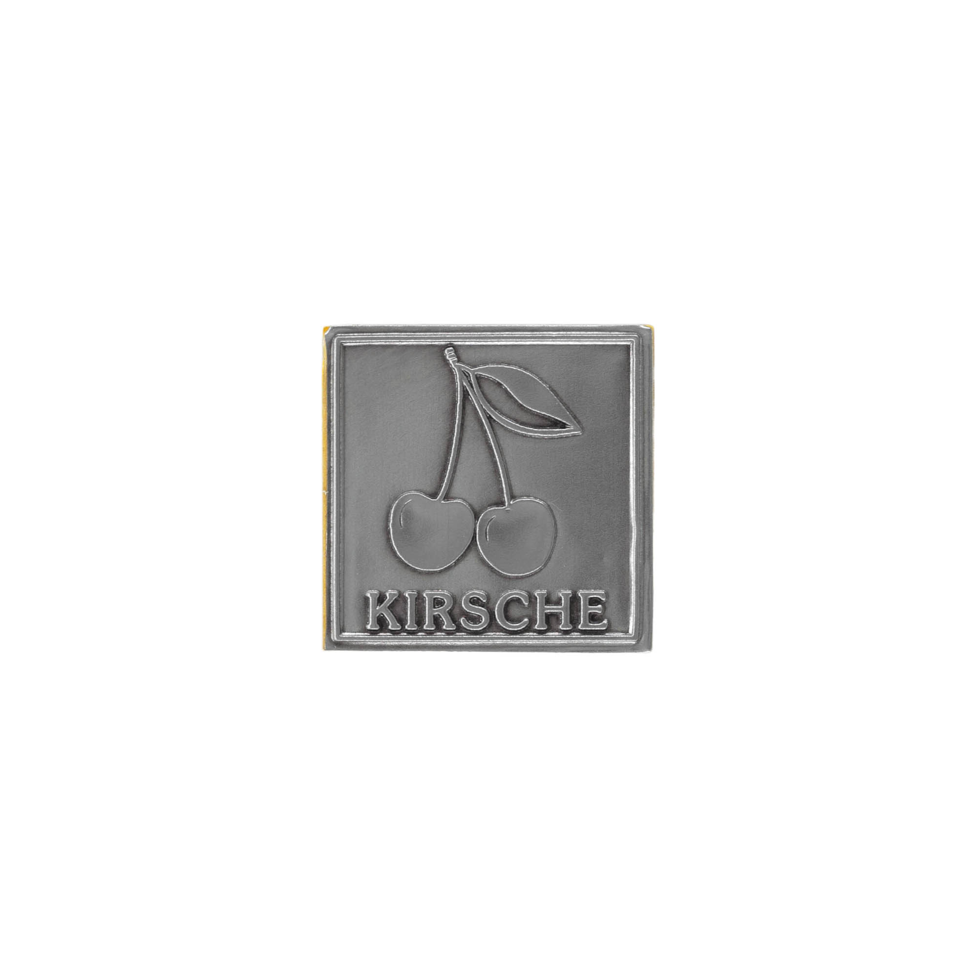 Etichetă de tablă „Cireașă”, pătrată, metal, argintiu Etichetă de tablă „Cireașă”, pătrată, metal, argintiu