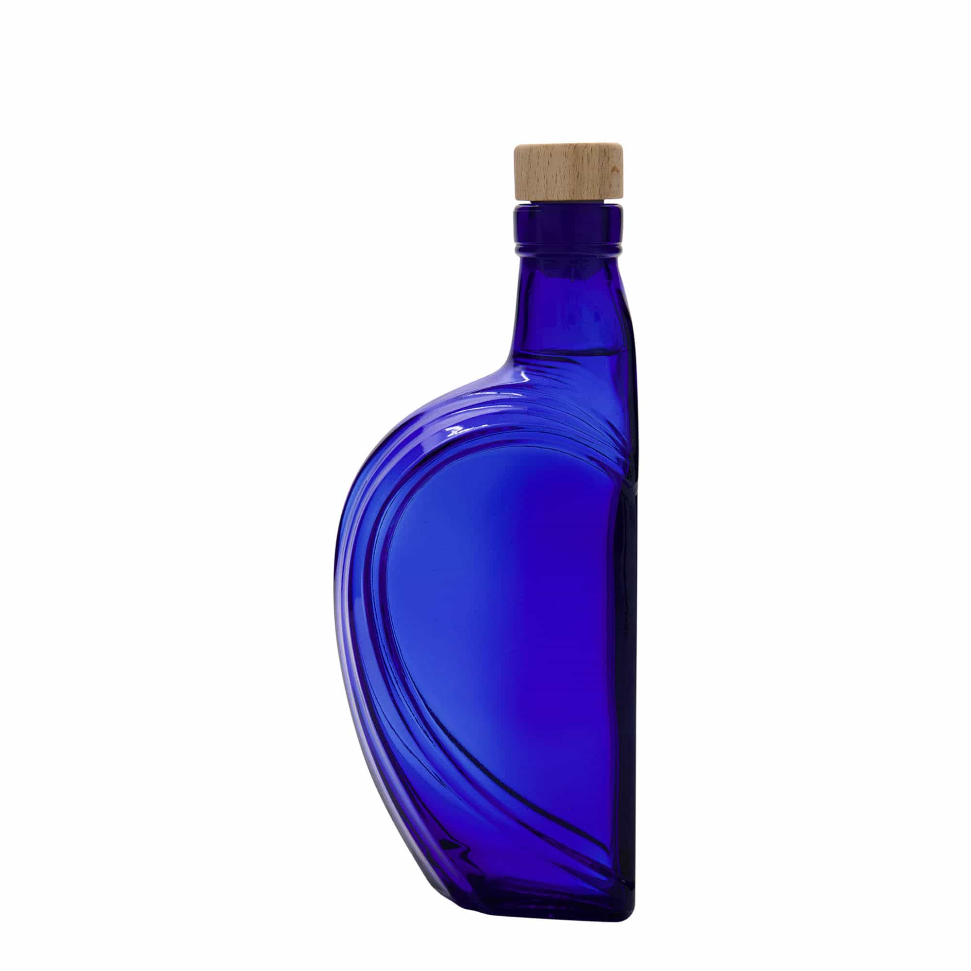 Sticlă de sticlă 375 ml „Sweethearts”, dreptunghiulară, albastru regal, gât: dop de plută