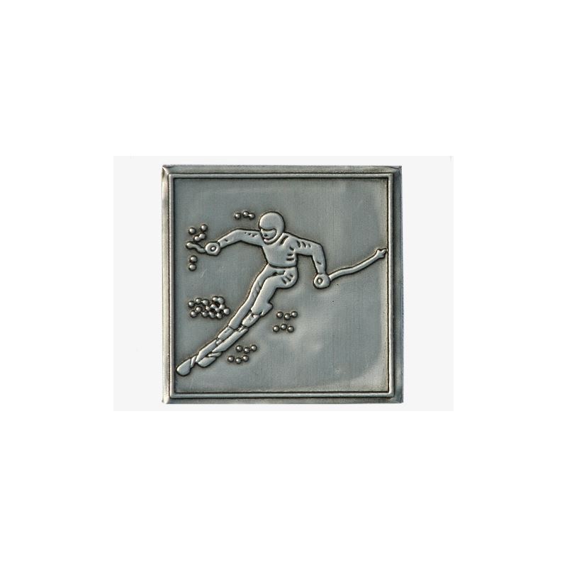 Etichetă de tablă „Plecare”, pătrată, metal, argintiu