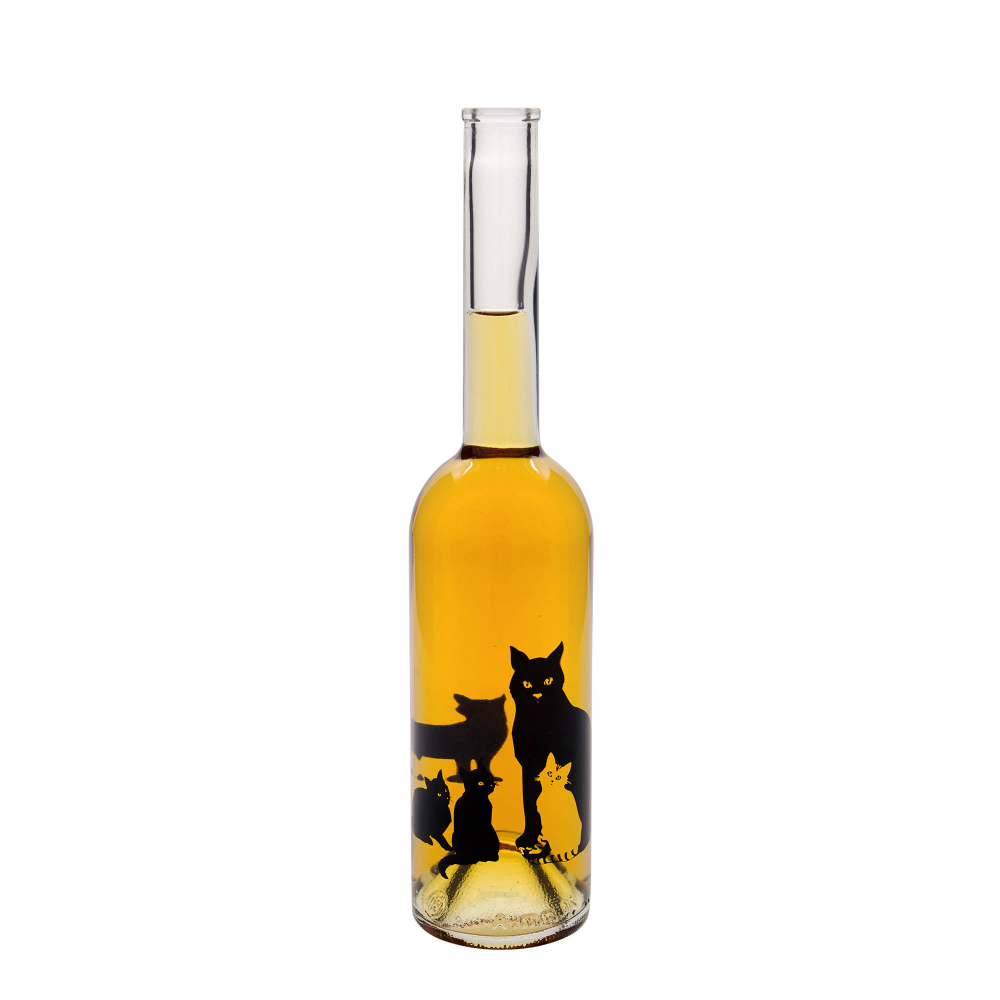 Sticlă de sticlă de 500 ml „Opera”, motiv: pisici, gura: dop de plută Sticlă de sticlă de 500 ml „Opera”, motiv: pisici, gura: dop de plută