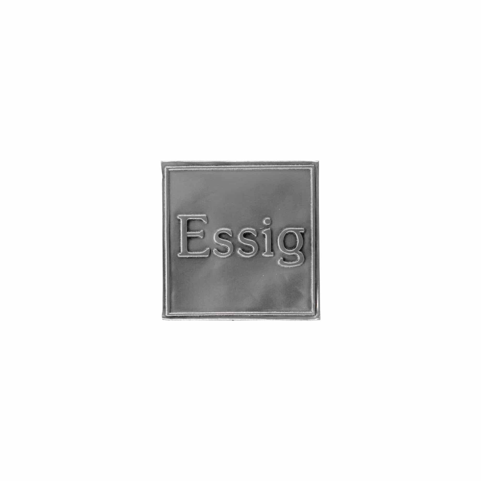 Etichetă de tablă „Oțet”, pătrată, metal, argintiu