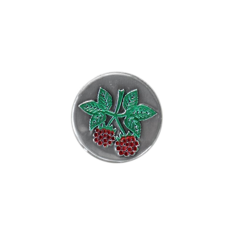 Etichetă din tablă „Zmeură”, rotundă, metal, argintiu Etichetă din tablă „Zmeură”, rotundă, metal, argintiu
