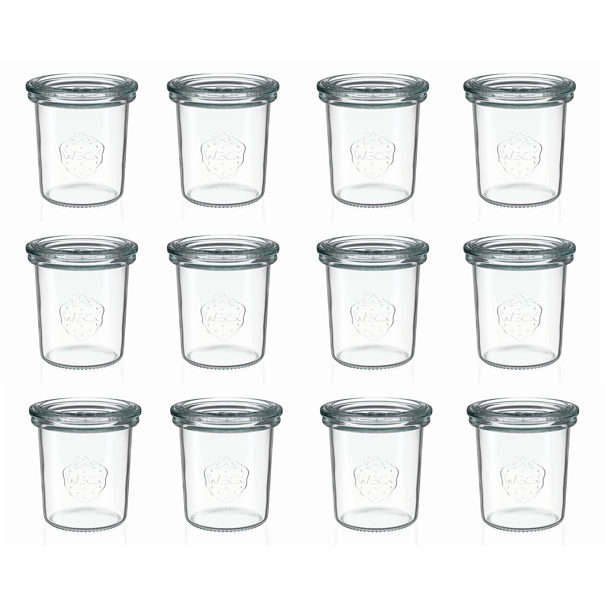 12x 160 ml borcan WECK cu gura largă cu capac de sticlă RR 60