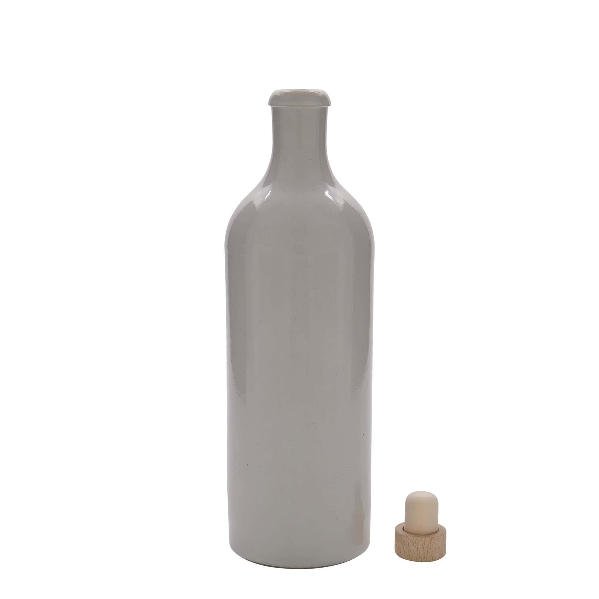 750 ml ulcior de lut, ceramică, alb, gură: dop de plută