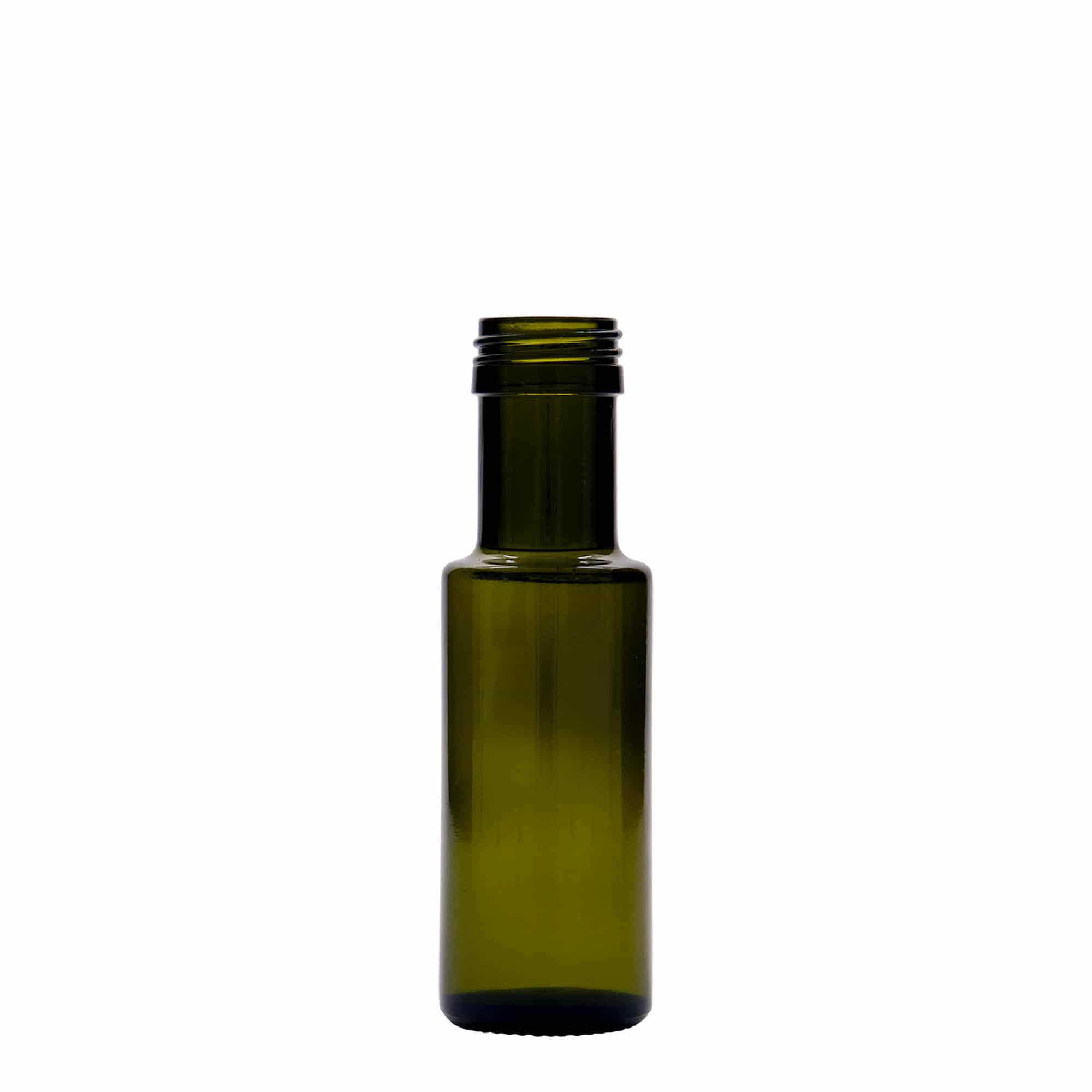 Sticlă de sticlă de 100 ml „Dorica”, verde antic, gât: PP 31,5
