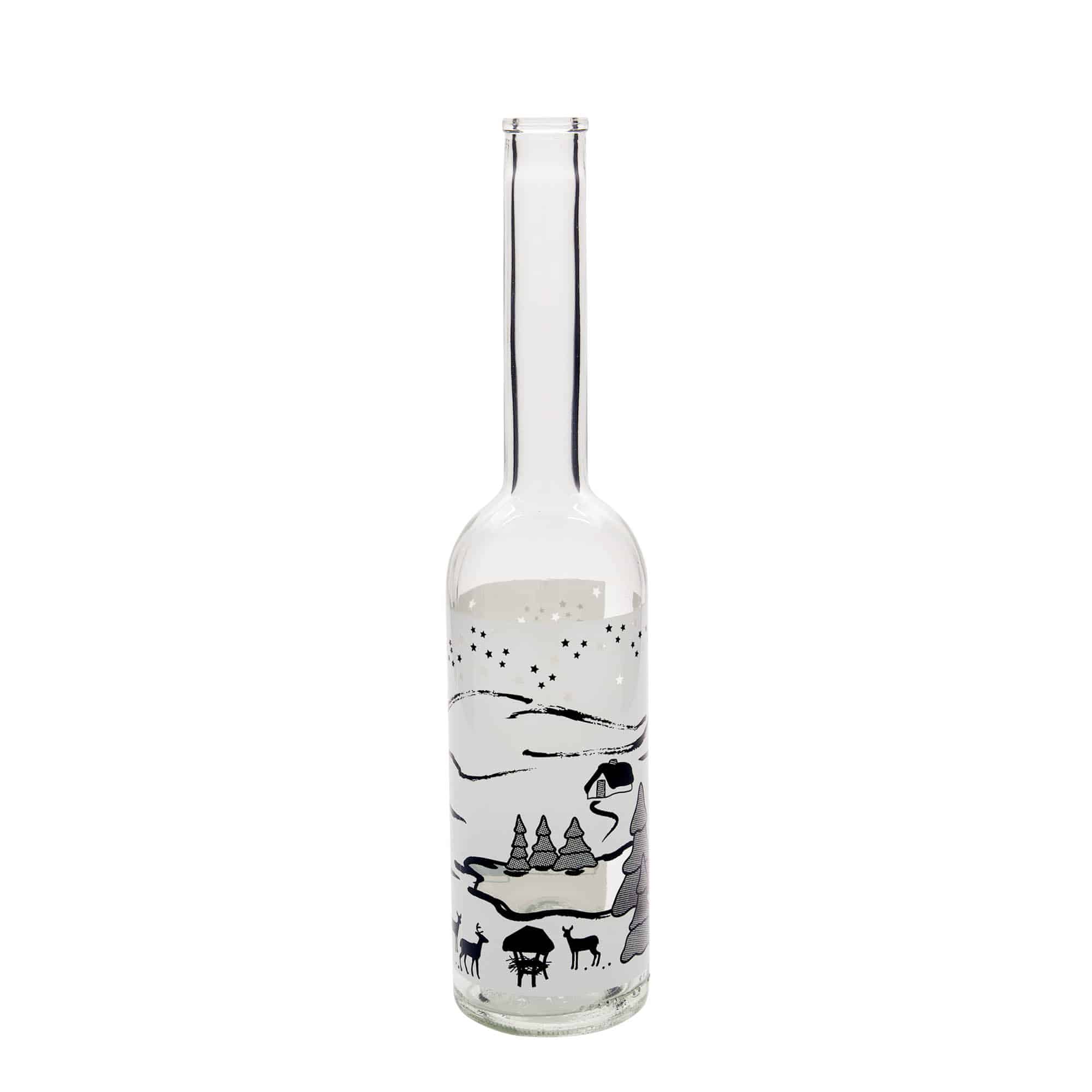 Sticlă de sticlă de 500 ml „Opera”, motiv: Vis de iarnă-Bianco, gât: plută