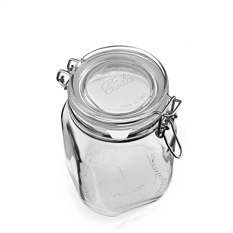 1.000 ml borcan cu clemă metalică „Fido”, pătrat, gura: închidere cu clemă metalică 1.000 ml borcan cu clemă metalică „Fido”, pătrat, gura: închidere cu clemă metalică