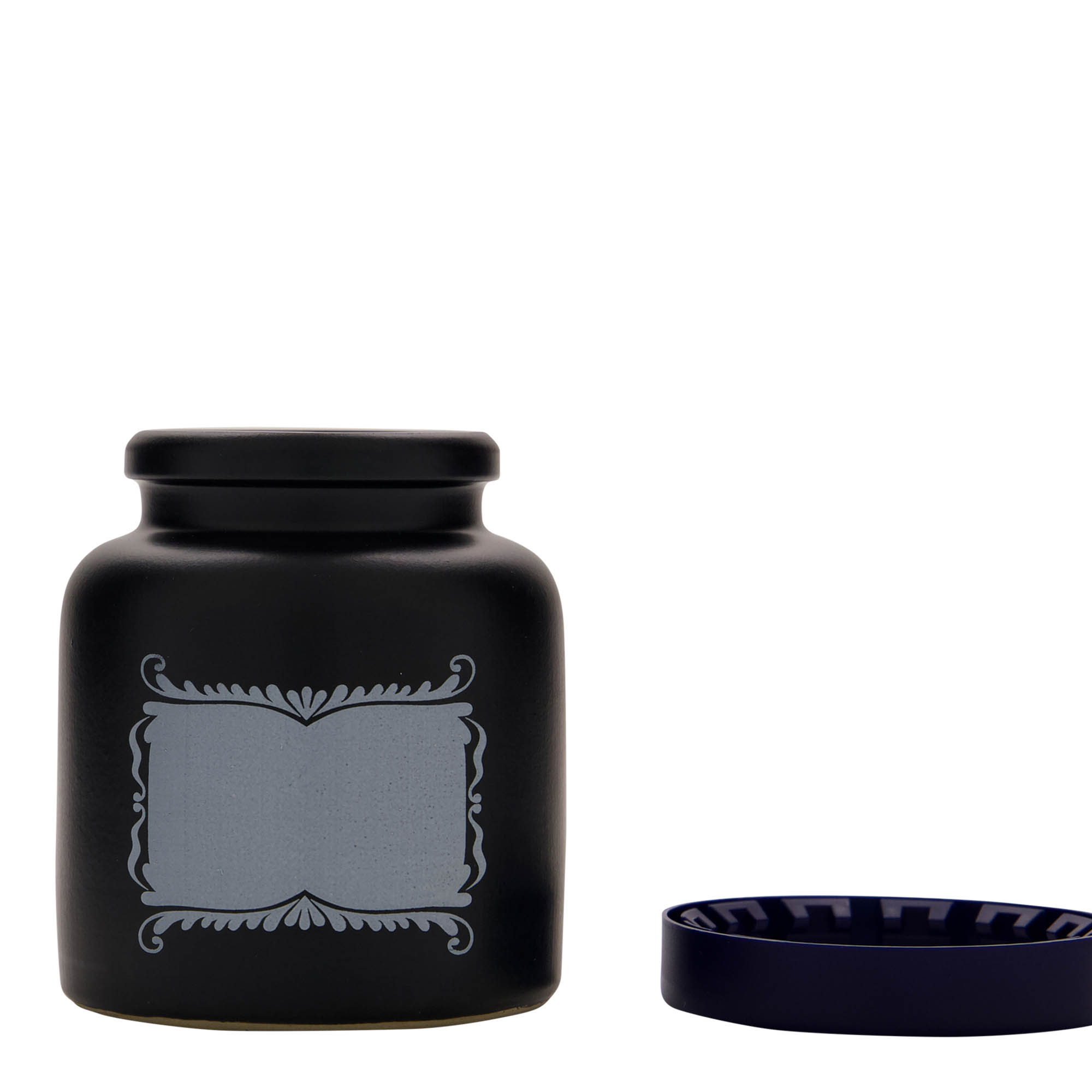 270 ml vas din ceramică de gresie, motiv: câmp pentru etichetă, ceramică, negru, gură: capac cu filet 270 ml vas din ceramică de gresie, motiv: câmp pentru etichetă, ceramică, negru, gură: capac cu filet