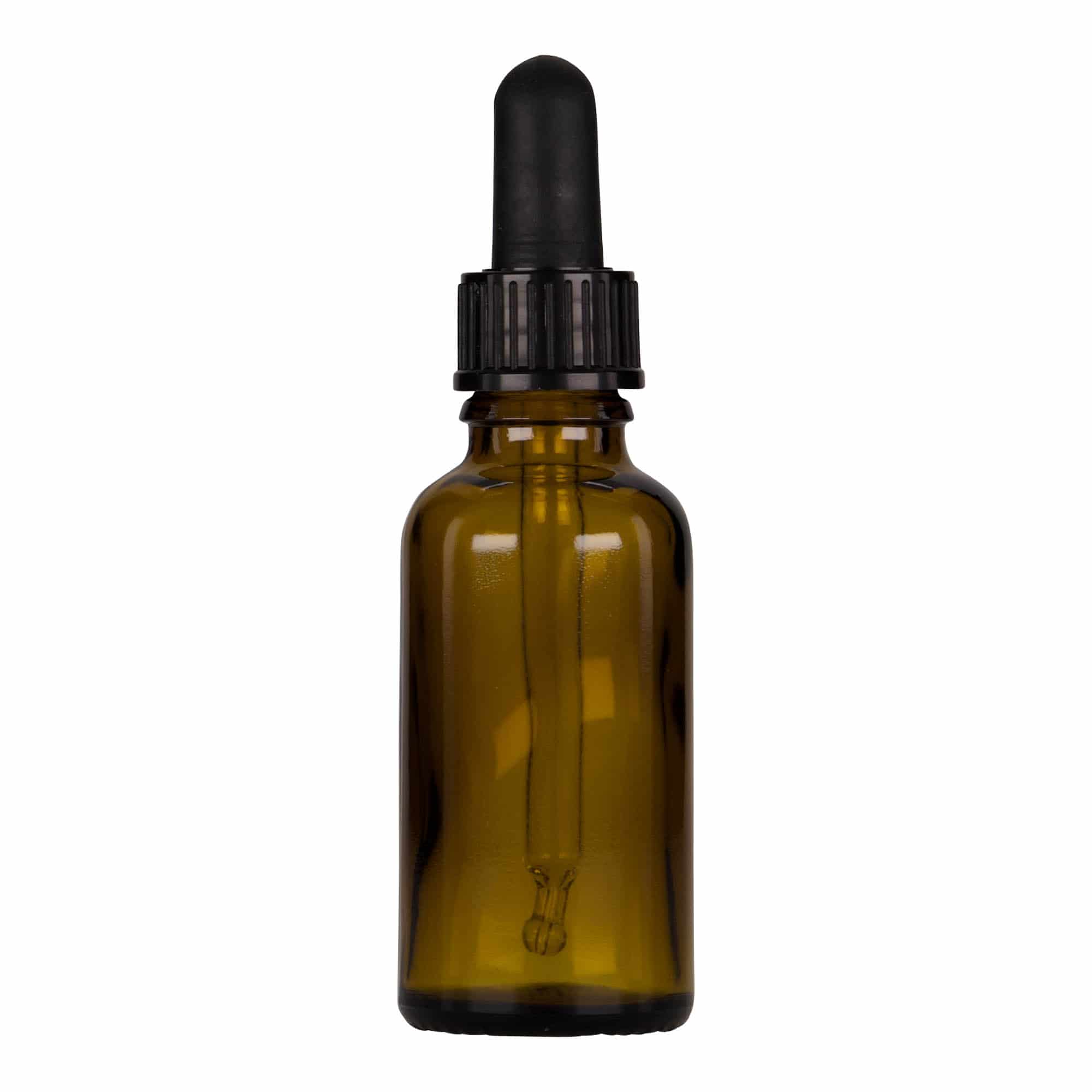 Flacon cu pipetă 30 ml Medicină, sticlă, maro-negru, gura: DIN 18