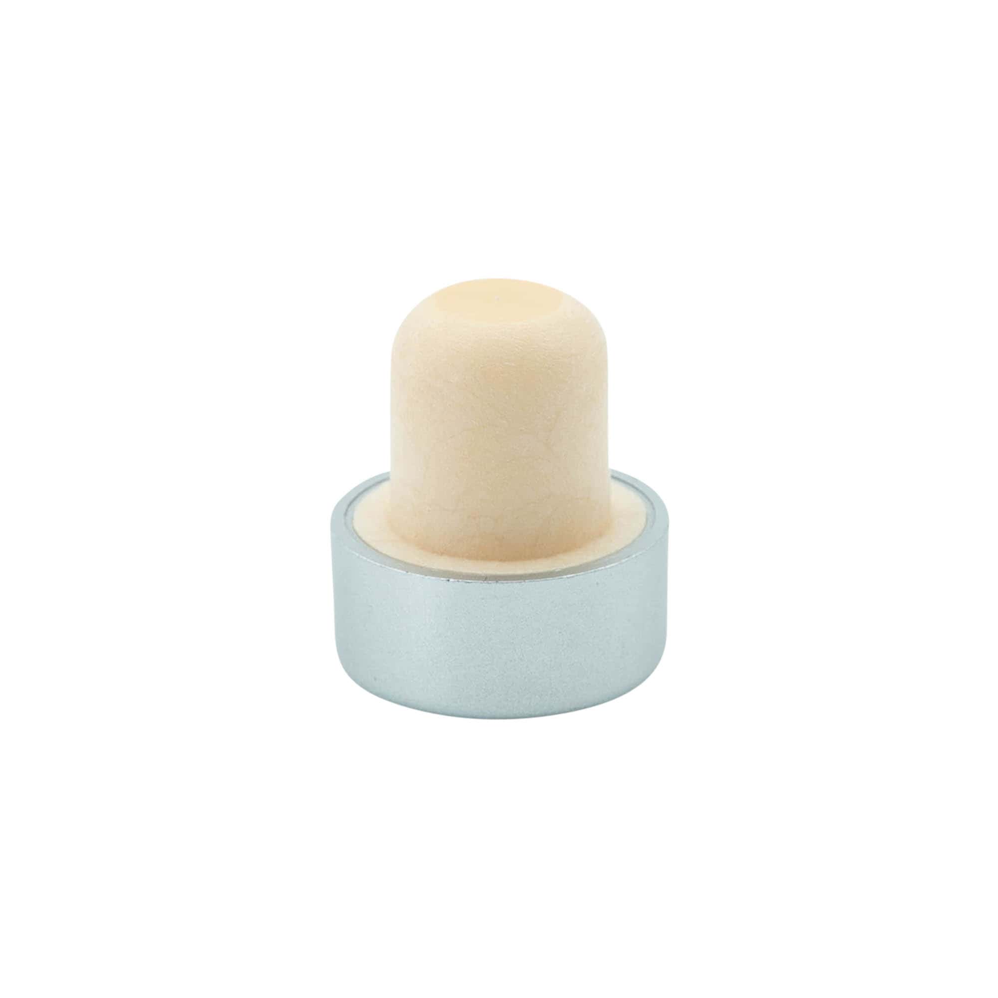Dop cu mâner 19 mm, plastic, argintiu, pentru gură: dop de plută