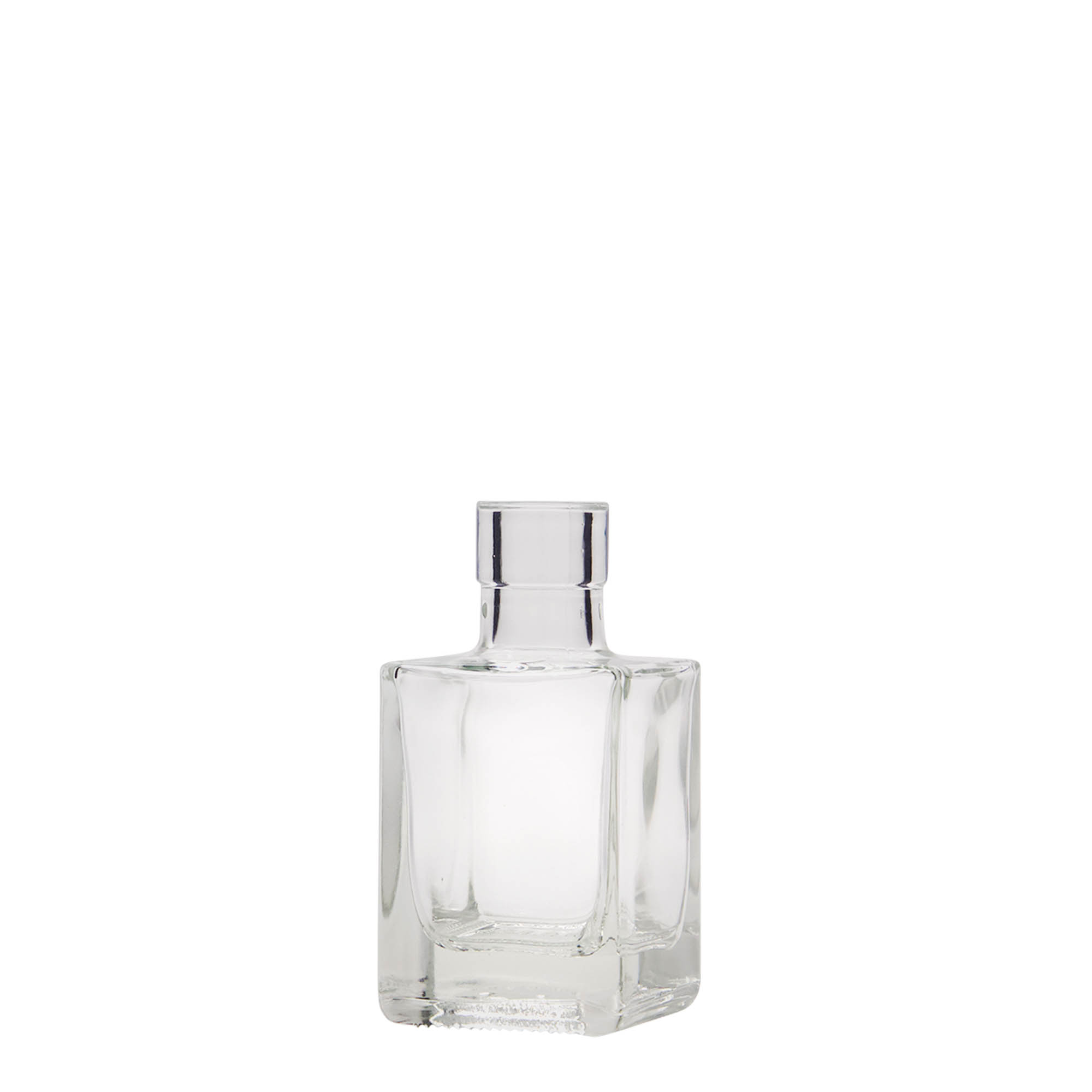 Sticlă de sticlă de 50 ml „Cube”, pătrată, gură: dop de plută Sticlă de sticlă de 50 ml „Cube”, pătrată, gură: dop de plută