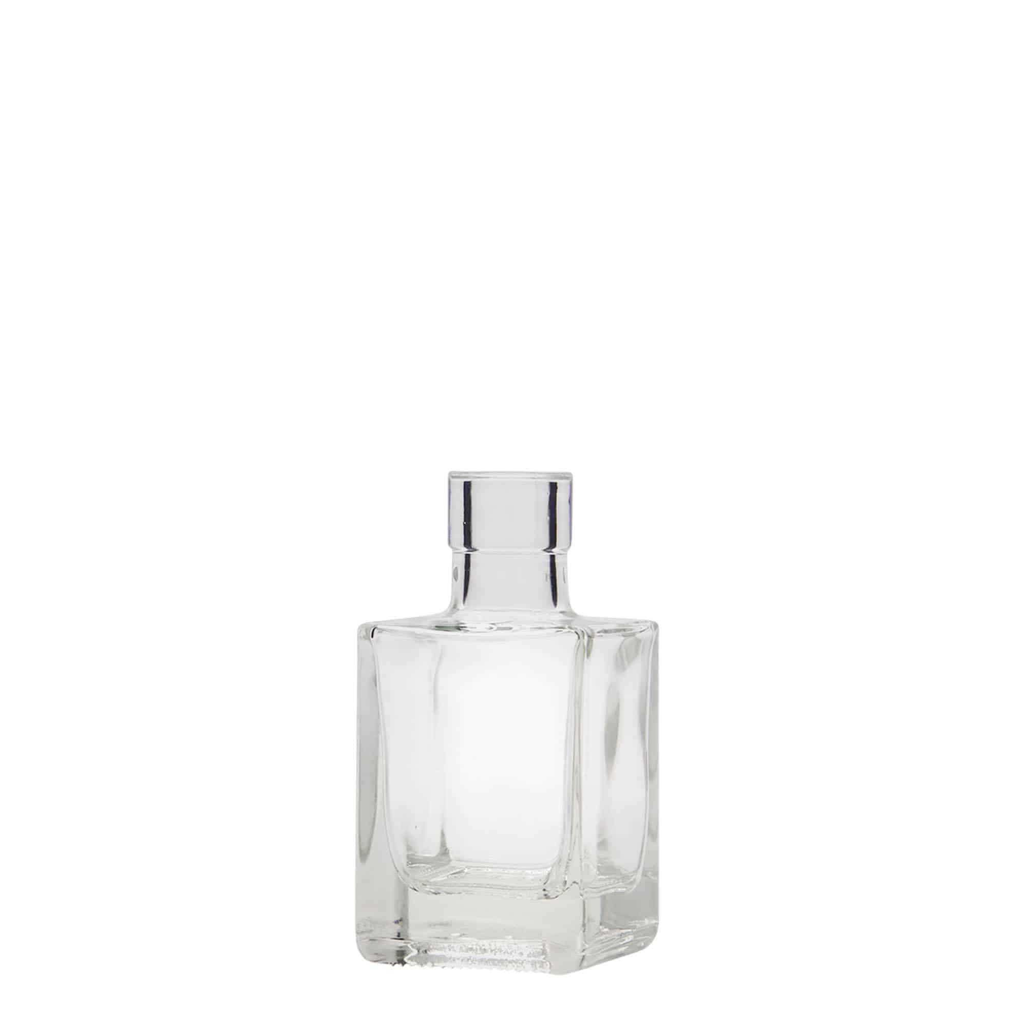 Sticlă de sticlă de 50 ml „Cube”, pătrată, gură: dop de plută