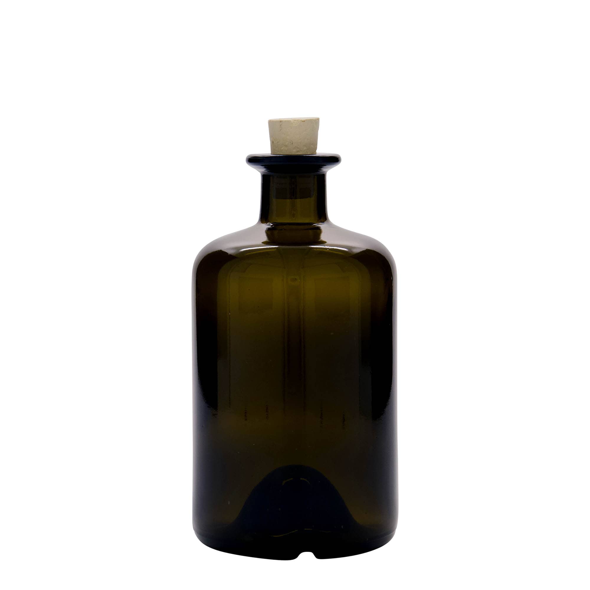 Sticlă de 500 ml pentru farmacist, verde antic, gura: dop de plută