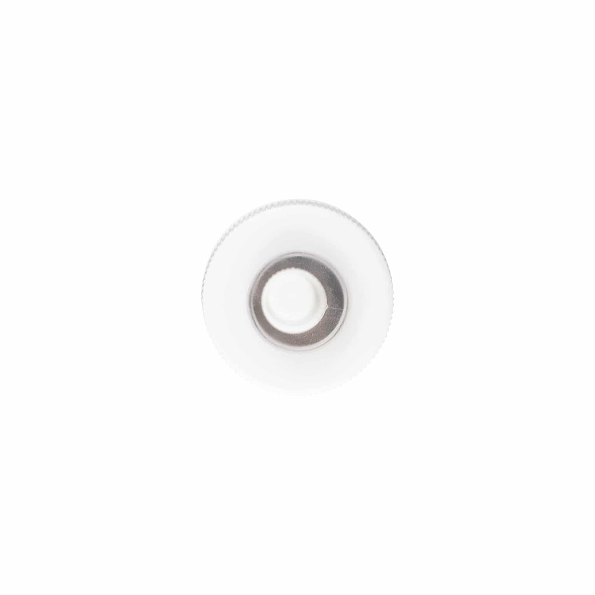 Capac cu filet și aplicator, plastic PP, alb, pentru gura: 24/410