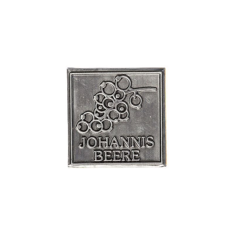 Etichetă pentru sticlă „Coacăze negre”, pătrată, metal, argintiu Etichetă pentru sticlă „Coacăze negre”, pătrată, metal, argintiu