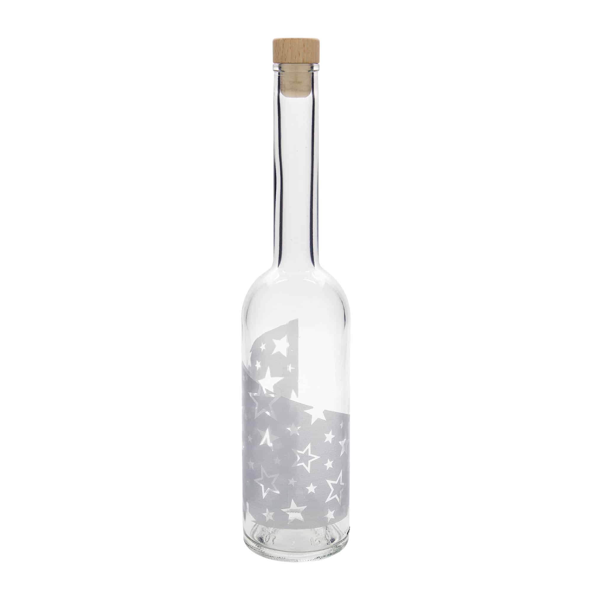 Sticlă de sticlă 500 ml „Opera”, motiv: stele argintii, gât: dop