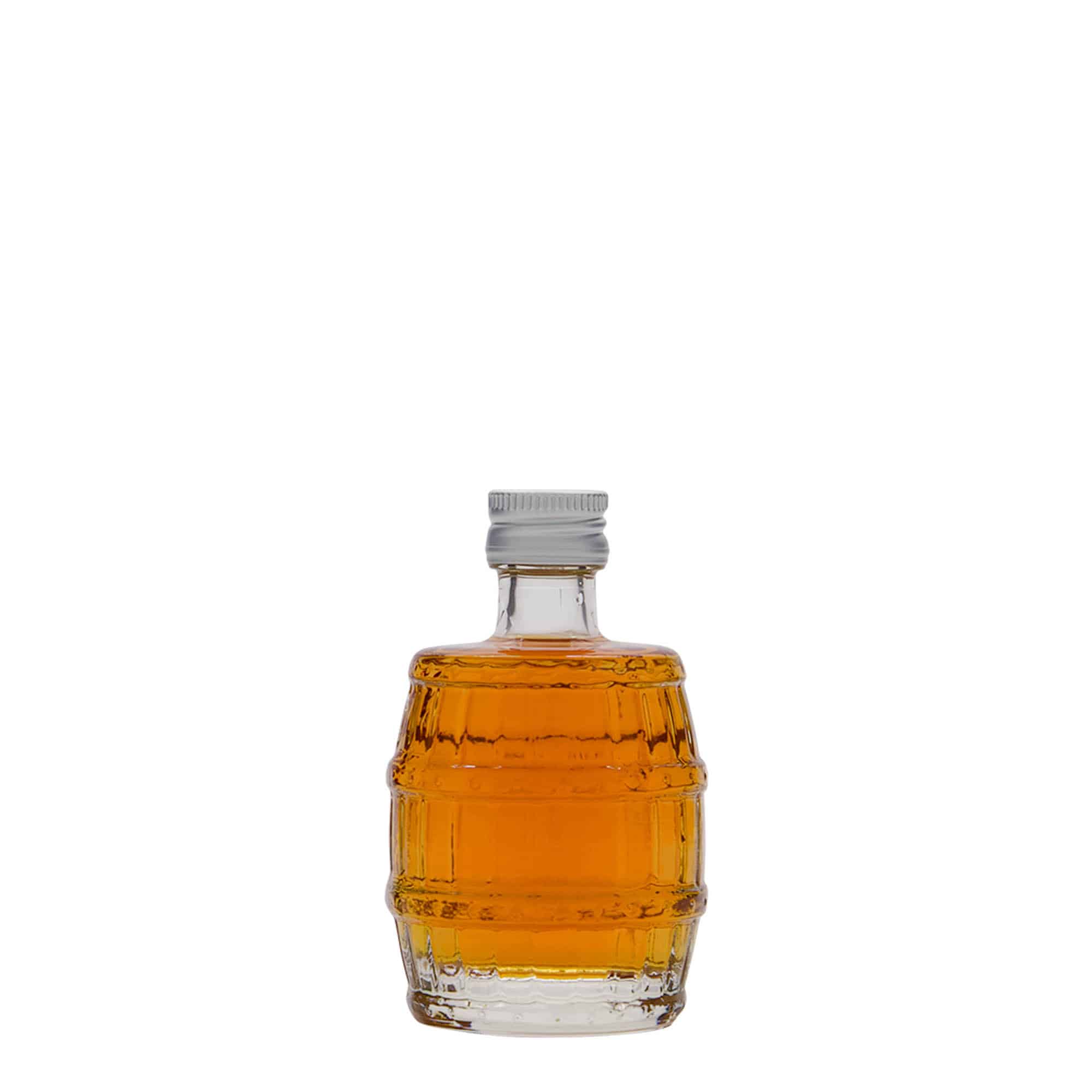 Sticlă de sticlă de 50 ml „butoi”, gura: PP 18