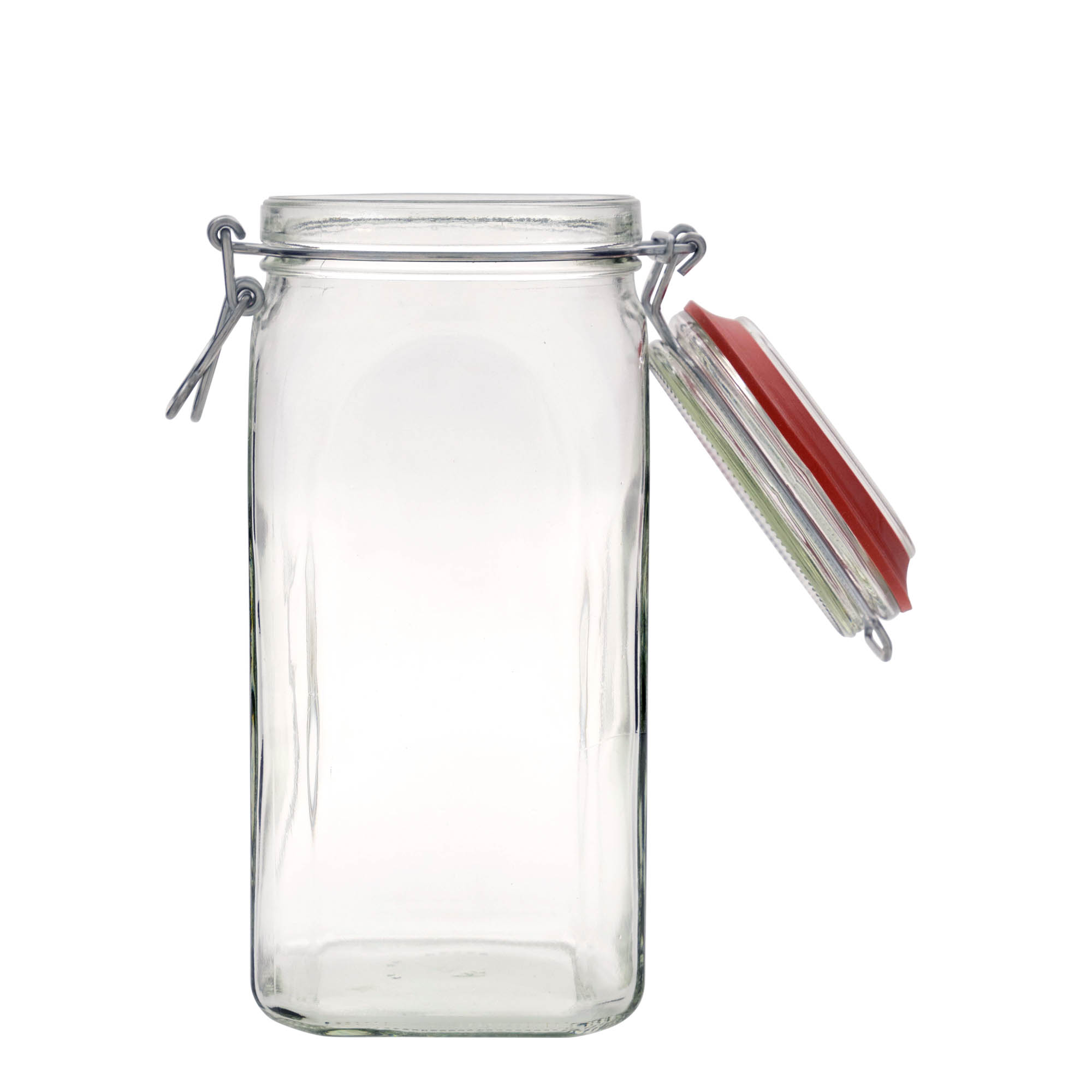 1.540 ml borcan cu clemă metalică, pătrat, gura: închidere cu clemă metalică