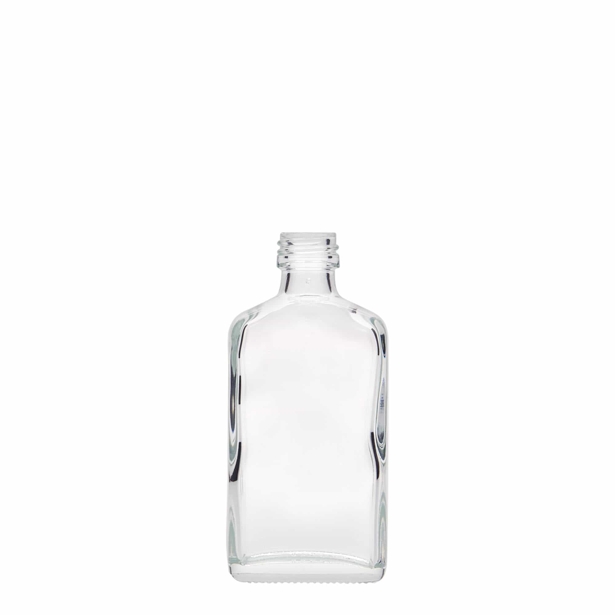 Flacon de buzunar de 50 ml, dreptunghiular, sticlă, gura: PP 18