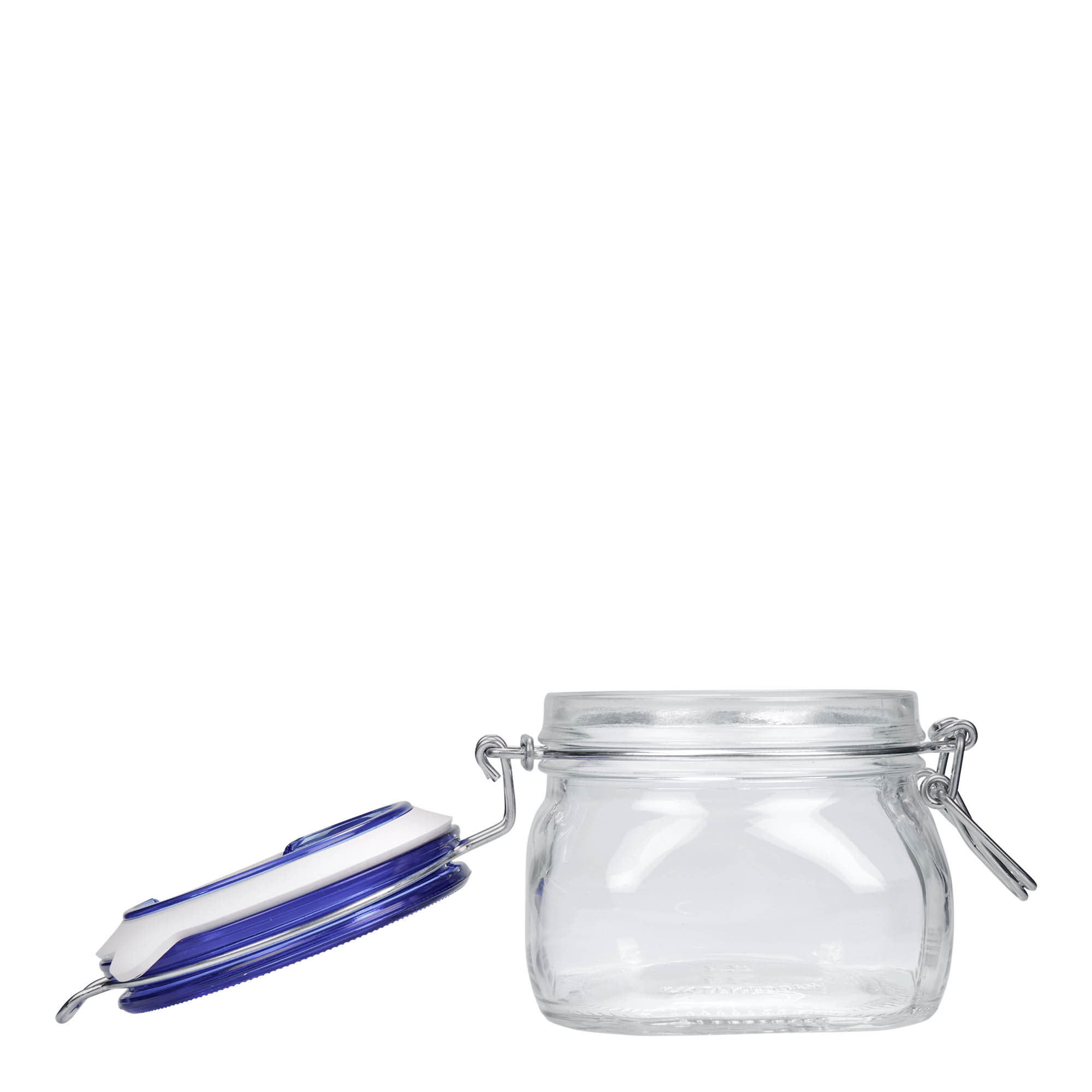 500 ml borcan cu clemă metalică 'Fido' capac albastru, pătrat, gură: închidere cu clemă metalică 500 ml borcan cu clemă metalică 'Fido' capac albastru, pătrat, gură: închidere cu clemă metalică