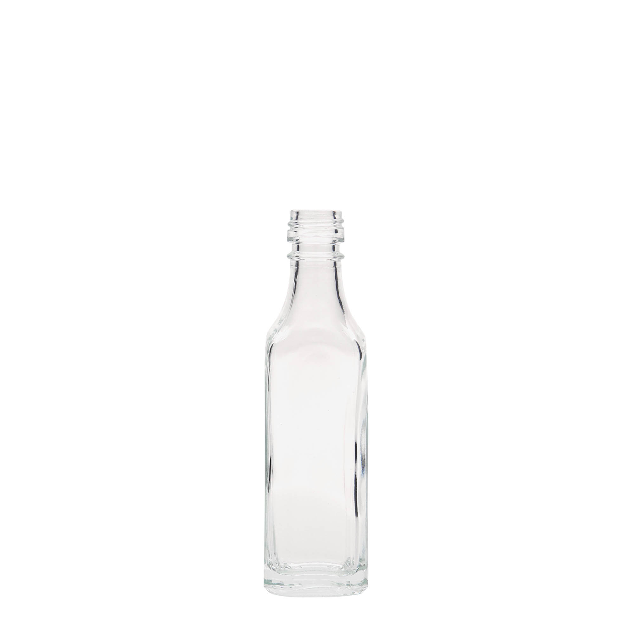 Sticlă de sticlă de 50 ml „Siena”, pătrată, gura: PP 18