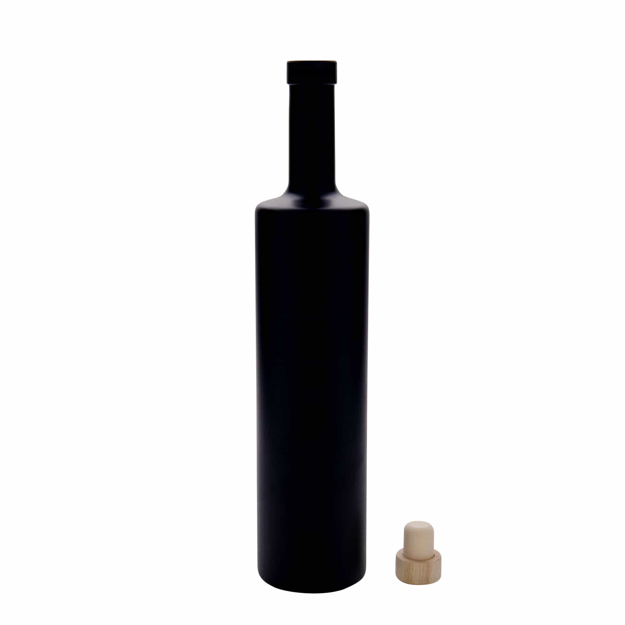 Sticlă de sticlă de 700 ml „Centurio”, neagră, gura: dop