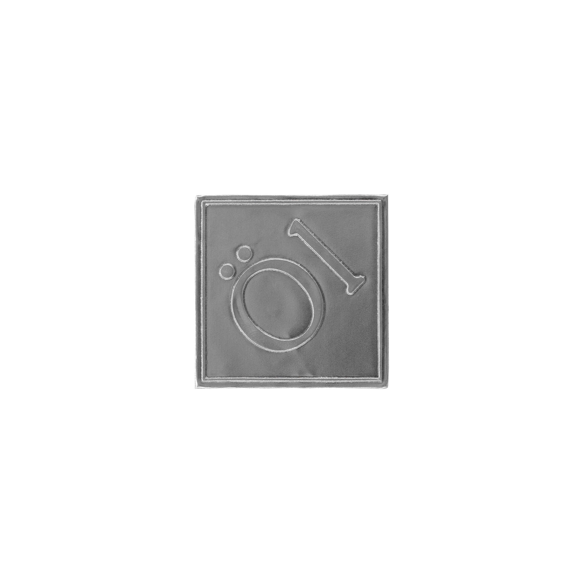 Etichetă pentru sticlă „Ulei”, pătrată, metal, argintiu Etichetă pentru sticlă „Ulei”, pătrată, metal, argintiu