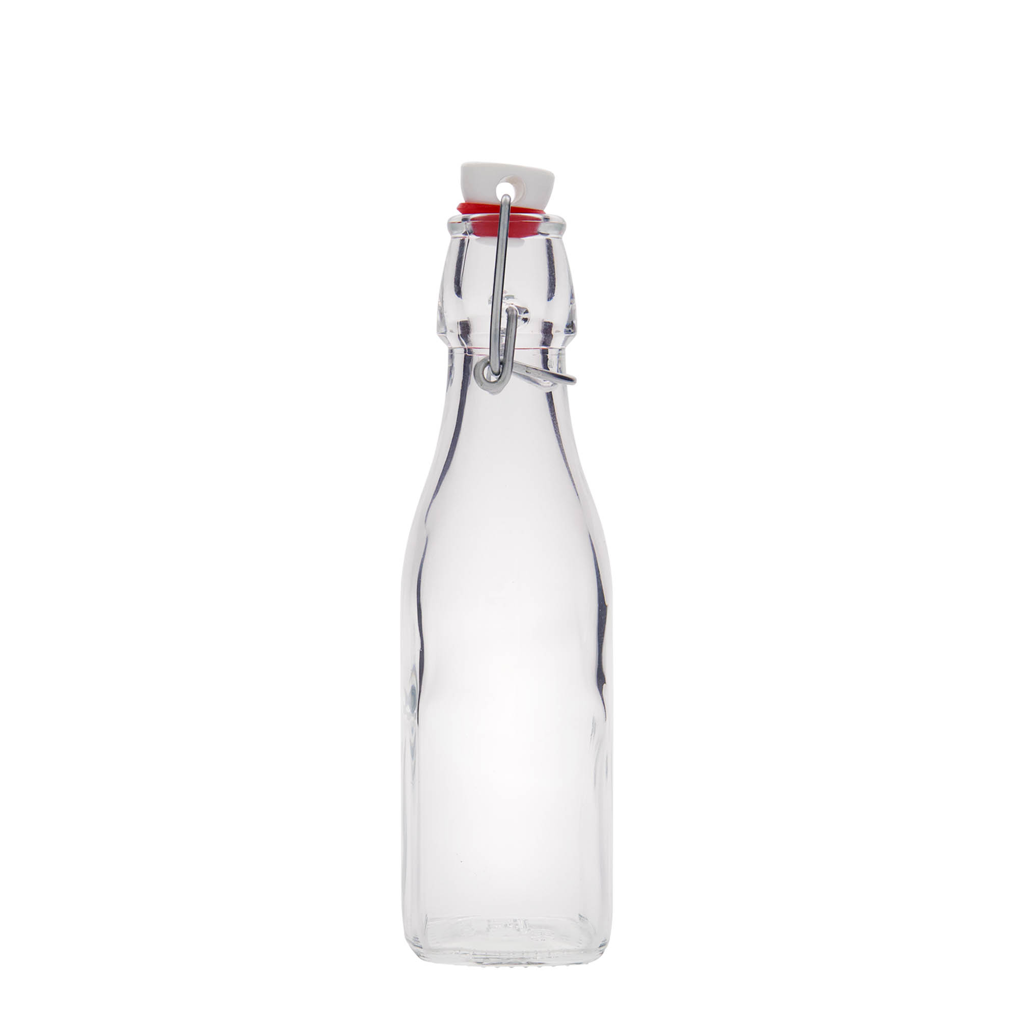 Sticlă de sticlă de 250 ml „Swing, pătrată, gura: închidere cu clemă” Sticlă de sticlă de 250 ml „Swing, pătrată, gura: închidere cu clemă”