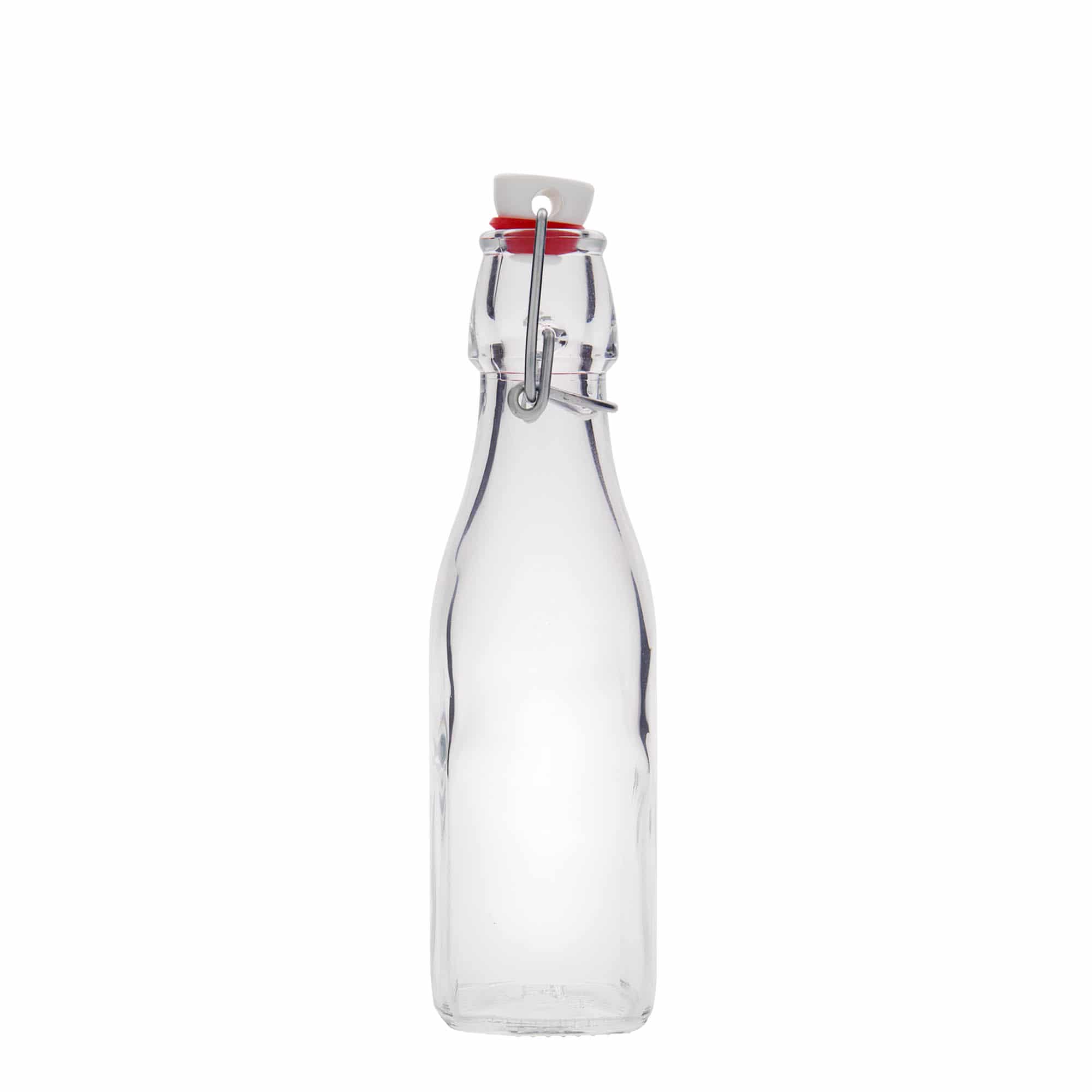 Sticlă de sticlă de 250 ml „Swing, pătrată, gura: închidere cu clemă”