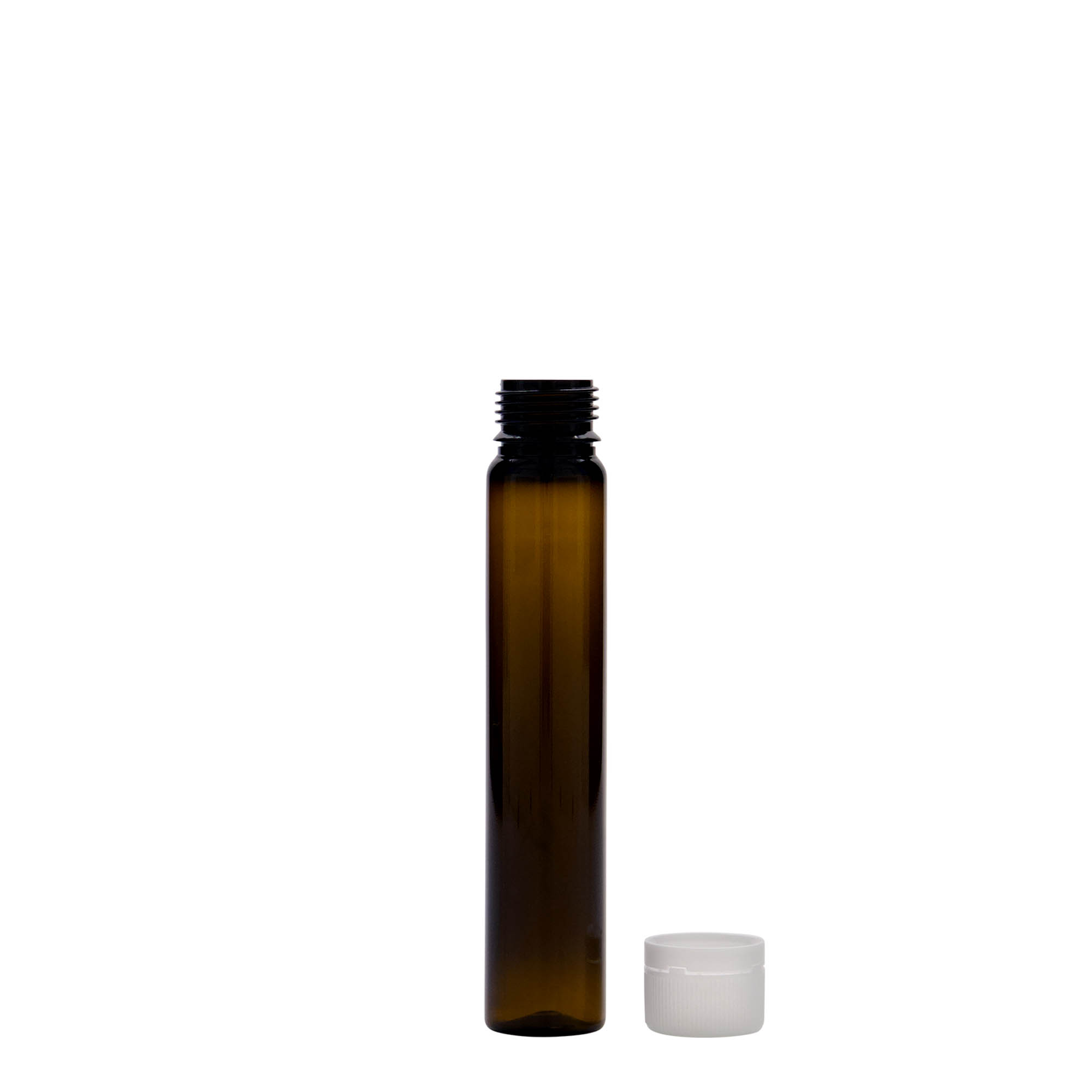 25 ml tuburi PET, plastic, maro, gură: capac cu filet