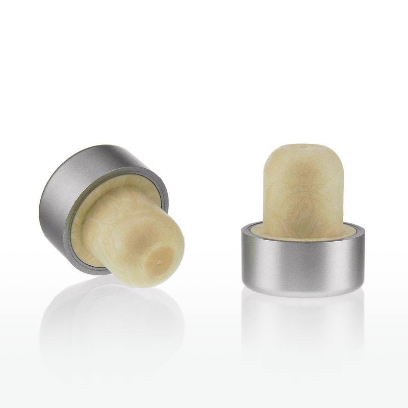 Dop cu mâner 19 mm, plastic, argintiu, pentru gură: dop de plută