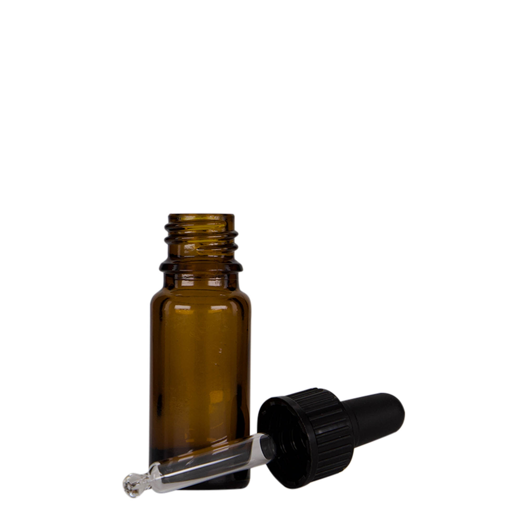Sticlă cu pipetă de 10 ml pentru medicamente, sticlă, maro-negru, gura: DIN 18 Sticlă cu pipetă de 10 ml pentru medicamente, sticlă, maro-negru, gura: DIN 18