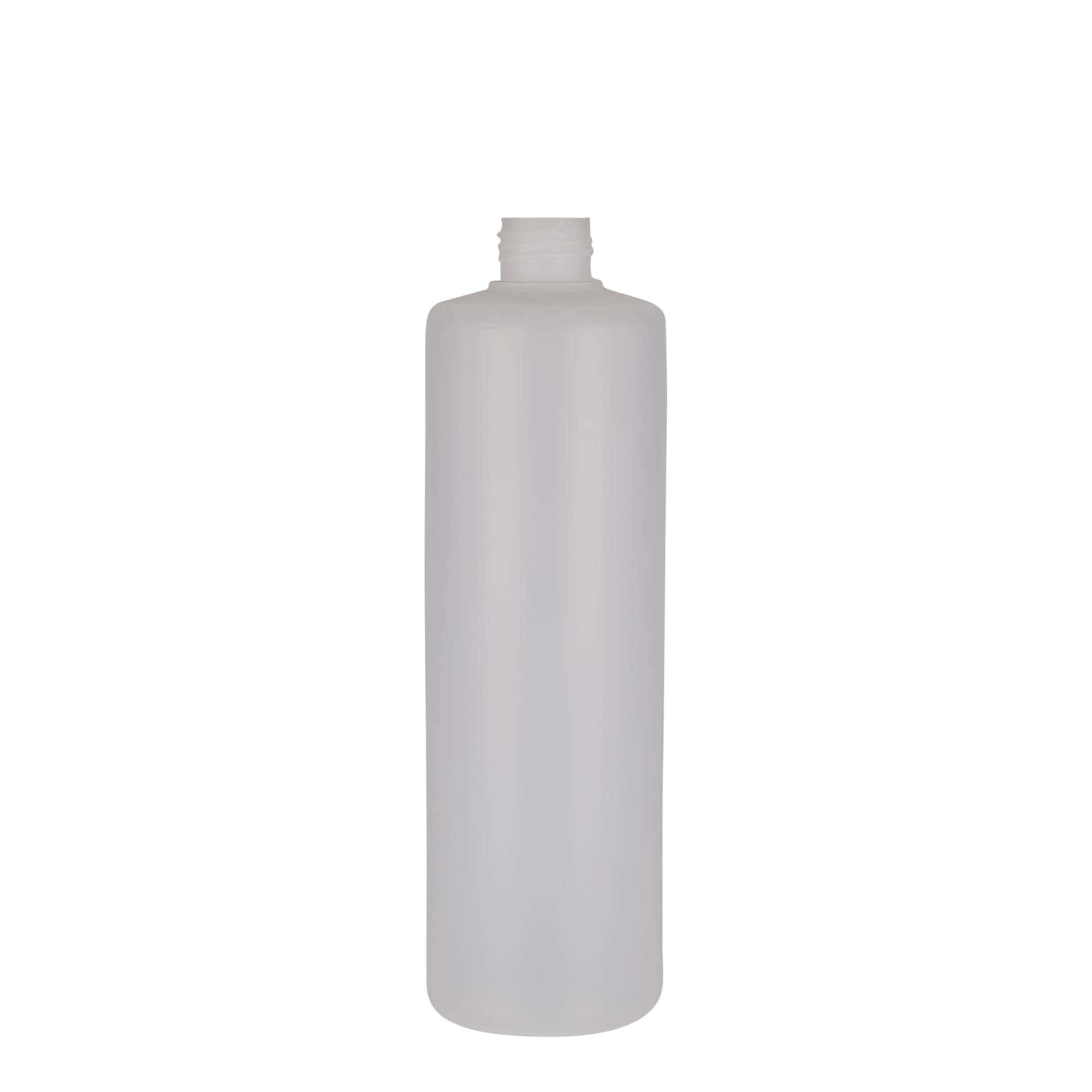 Sticlă rotundă 500 ml, plastic PE, natural, gura: capac cu filet