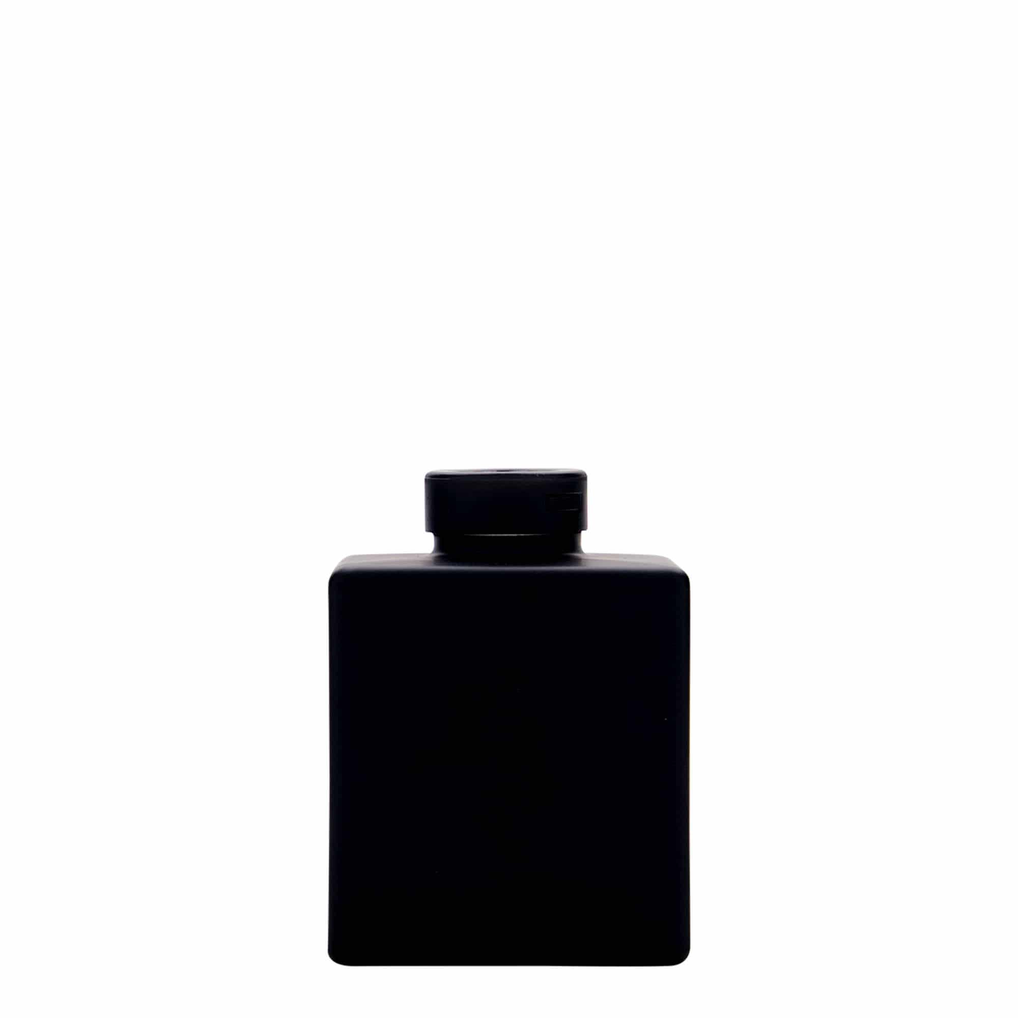 Sticlă de sticlă de 100 ml „Cube”, pătrată, neagră, gura: dop de plută