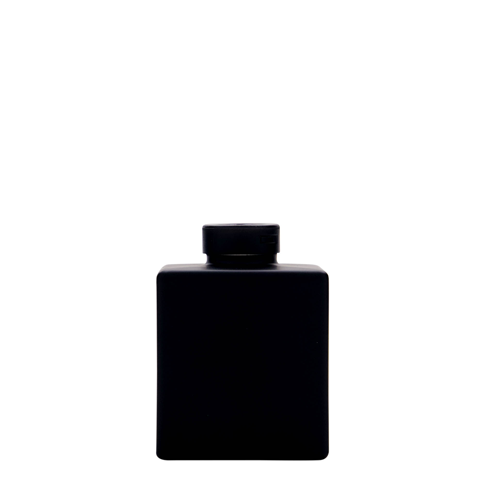 Sticlă de sticlă de 100 ml „Cube”, pătrată, neagră, gura: dop de plută Sticlă de sticlă de 100 ml „Cube”, pătrată, neagră, gura: dop de plută
