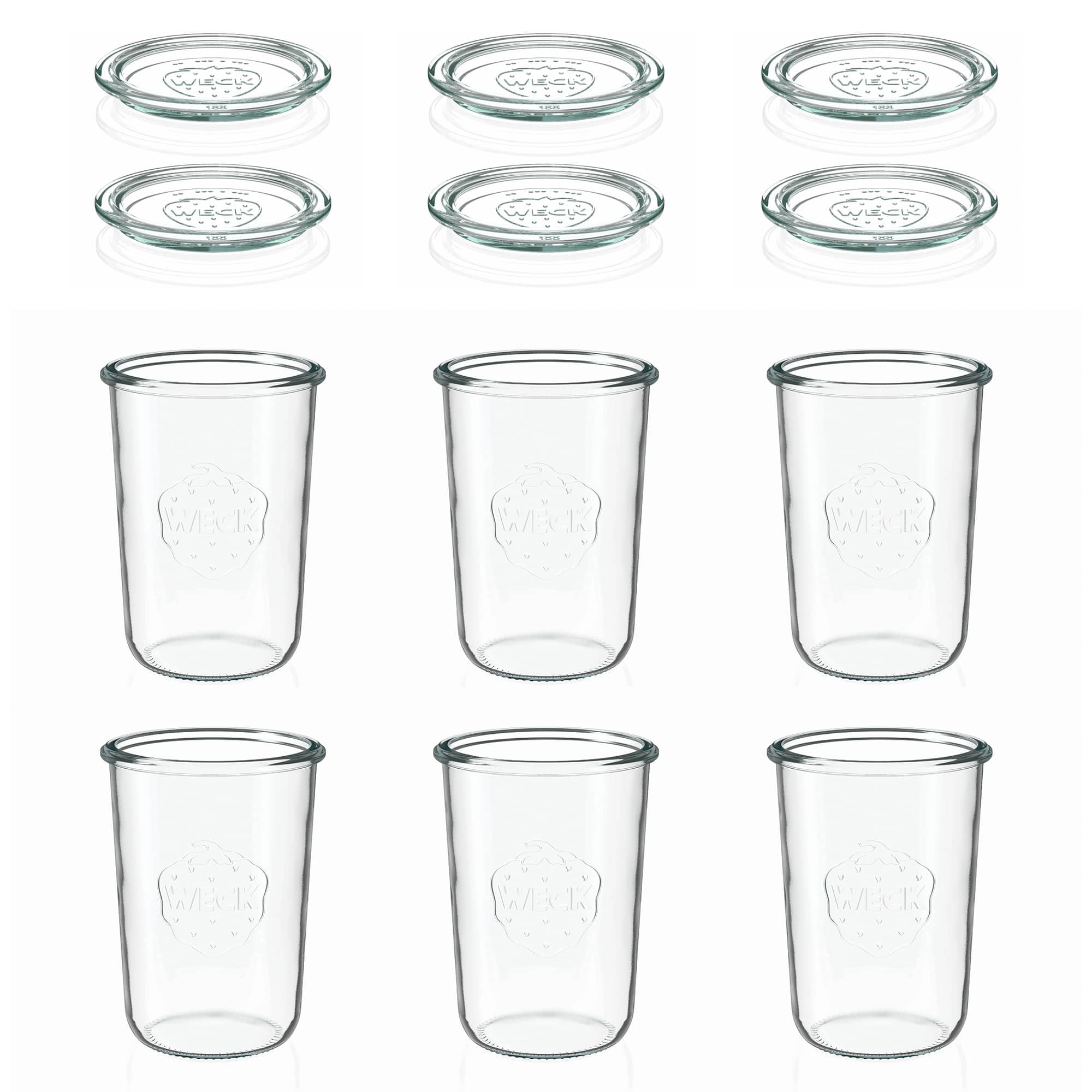 6x 850 ml borcan WECK cu gura largă cu capac de sticlă RR 100