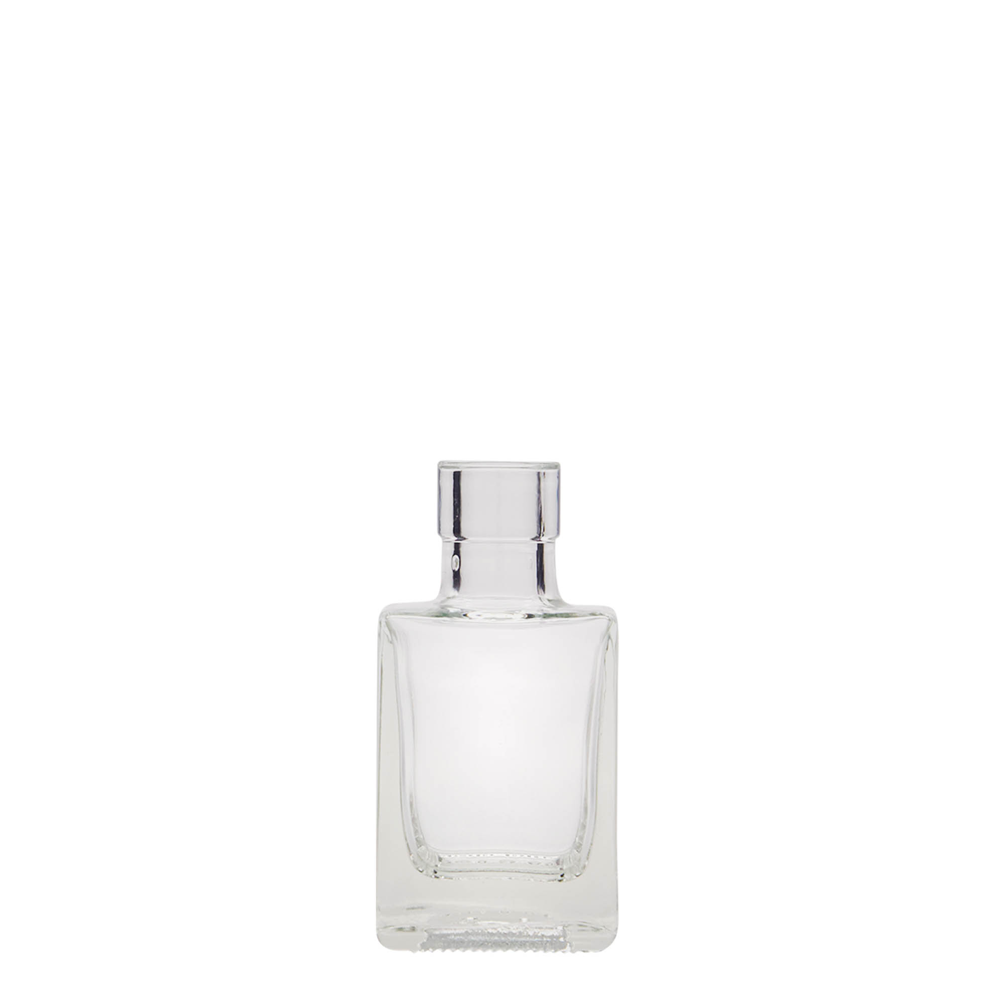 Sticlă de sticlă de 50 ml „Cube”, pătrată, gură: dop de plută Sticlă de sticlă de 50 ml „Cube”, pătrată, gură: dop de plută
