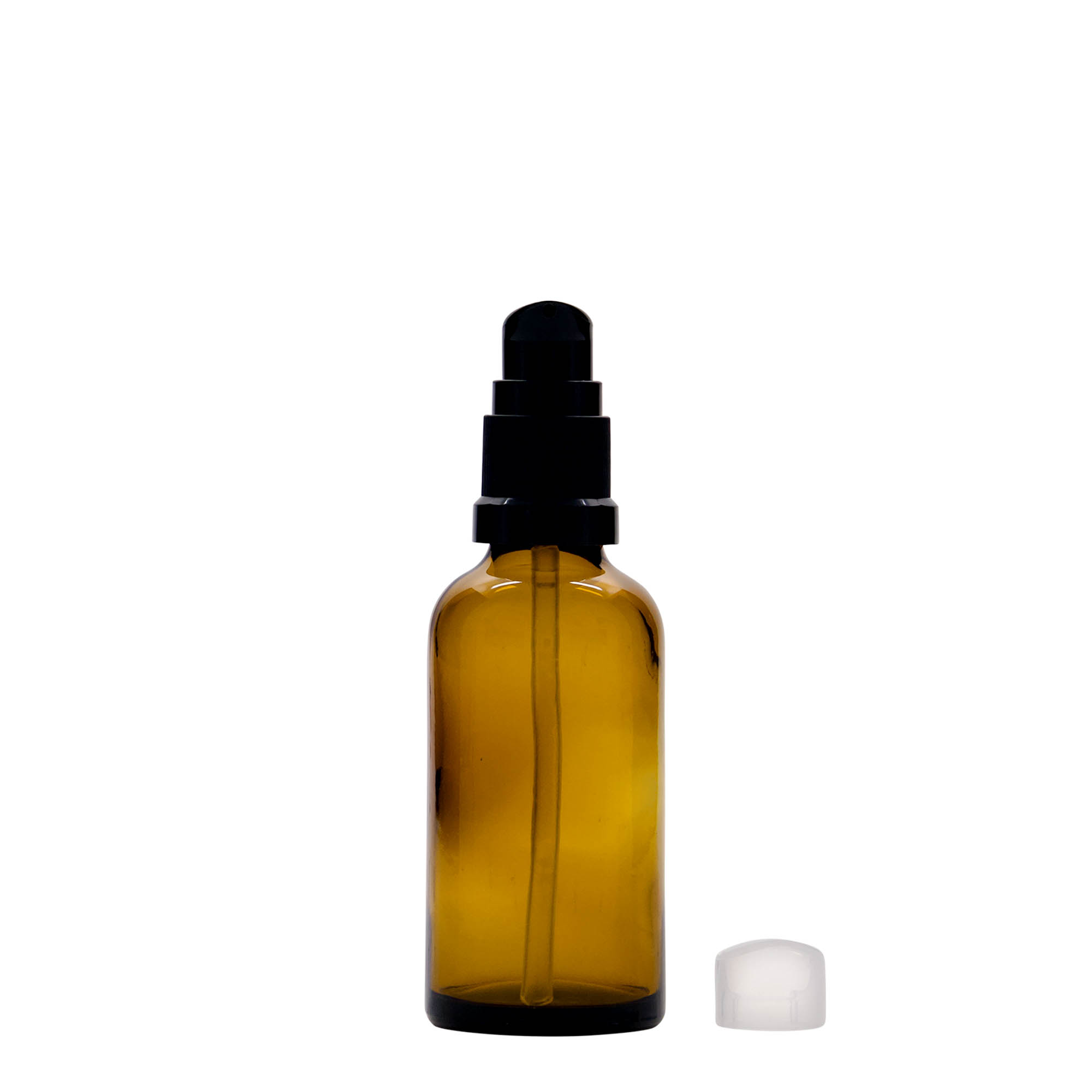 Flacon medical de 50 ml cu pompă pentru loțiune, sticlă, maro, gură: DIN 18