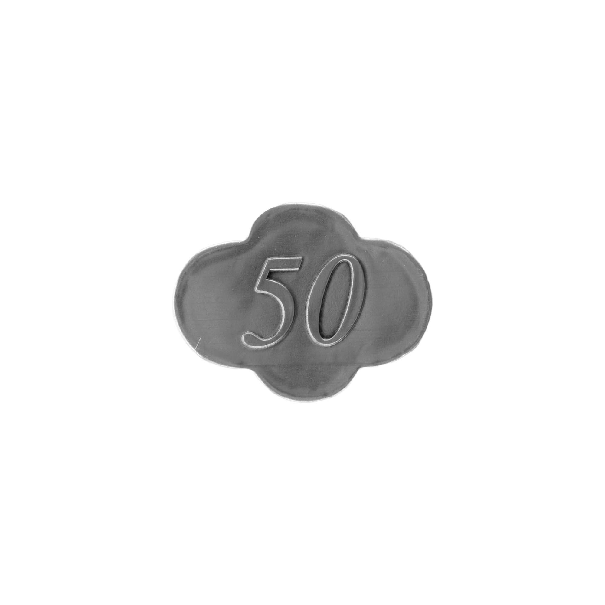 Etichetă de staniu '50', metal, argintiu